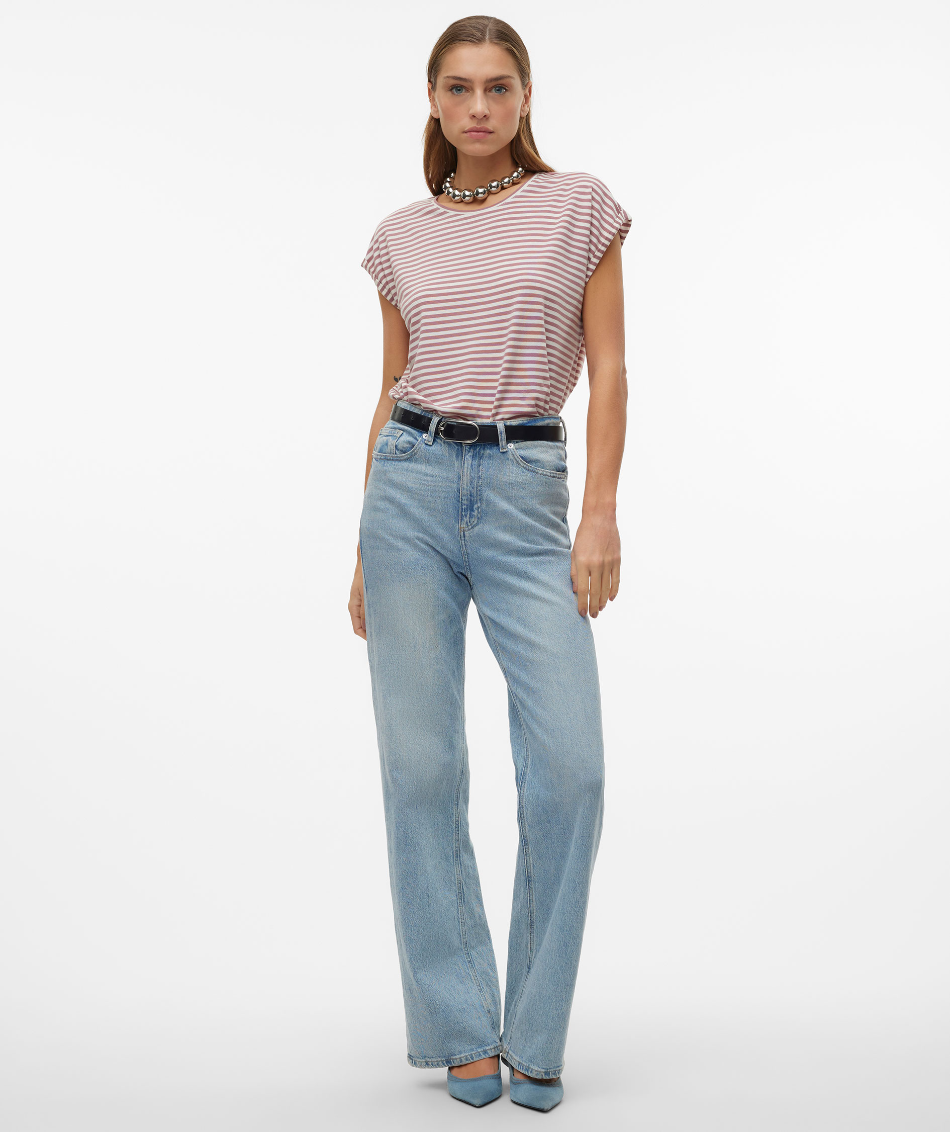 Vero Moda VMAVA STRIPE T-shirt dam, Nostalgia Rose PRISTINE, large image number 4