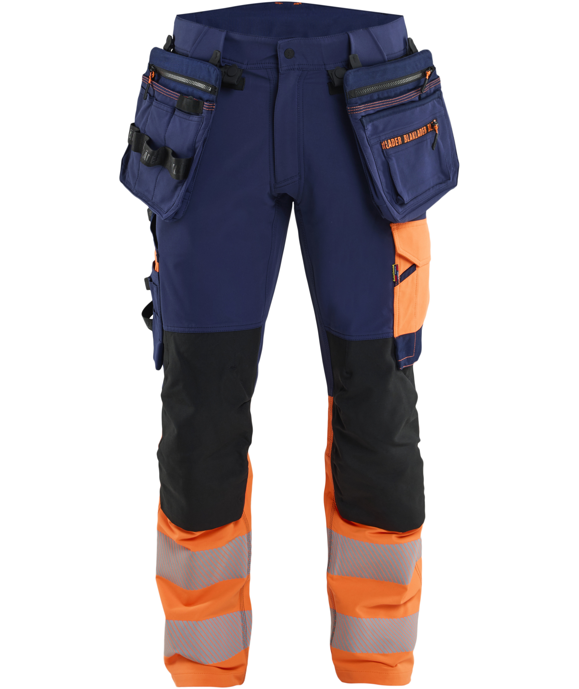 Bl&aring;kl&auml;der ToolRig&trade; h&aring;ndv&aelig;rkerbukser full stretch, Marine/Hi-Vis Orange