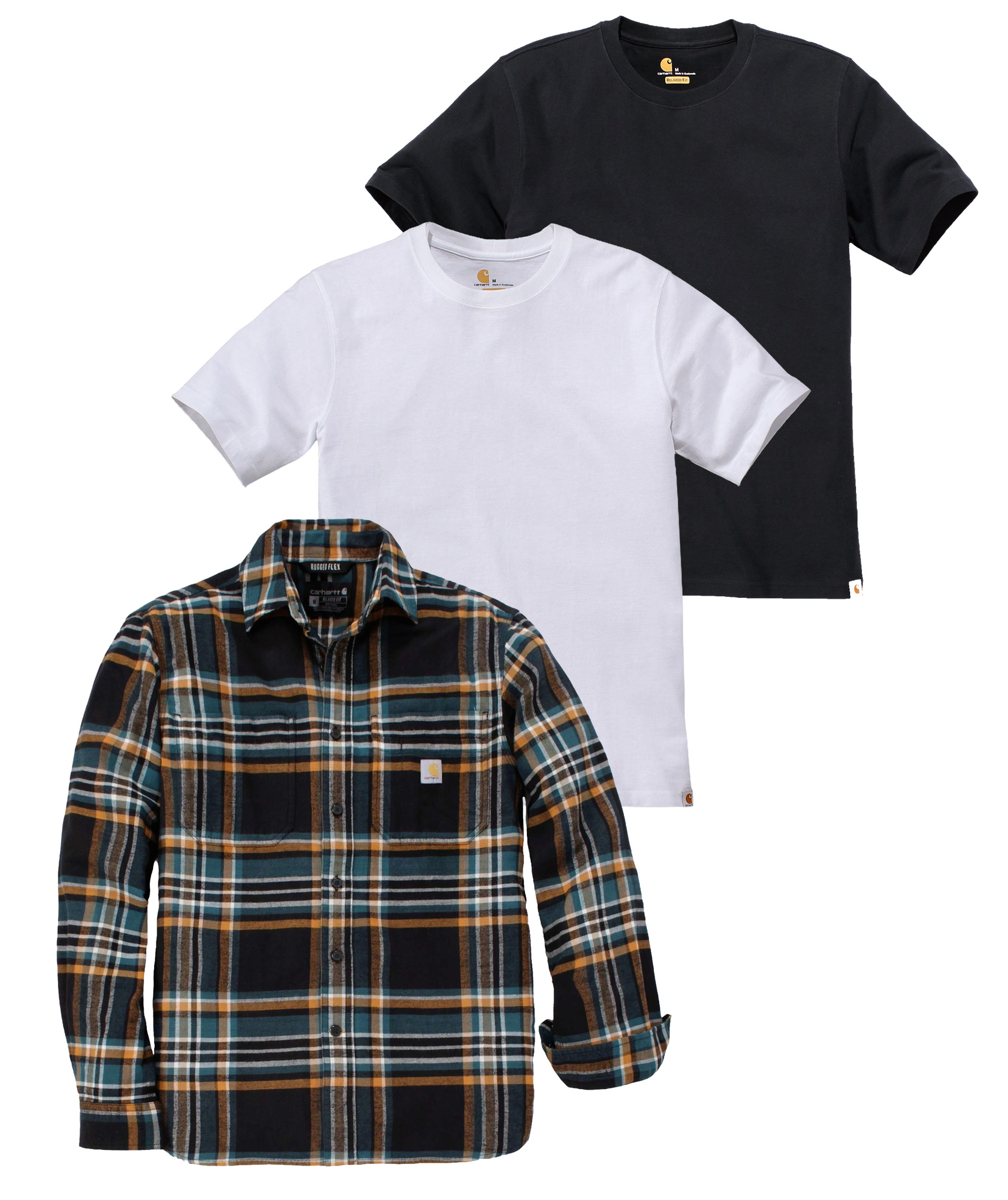 Carhartt flannelskjorte og 2 T-shirts