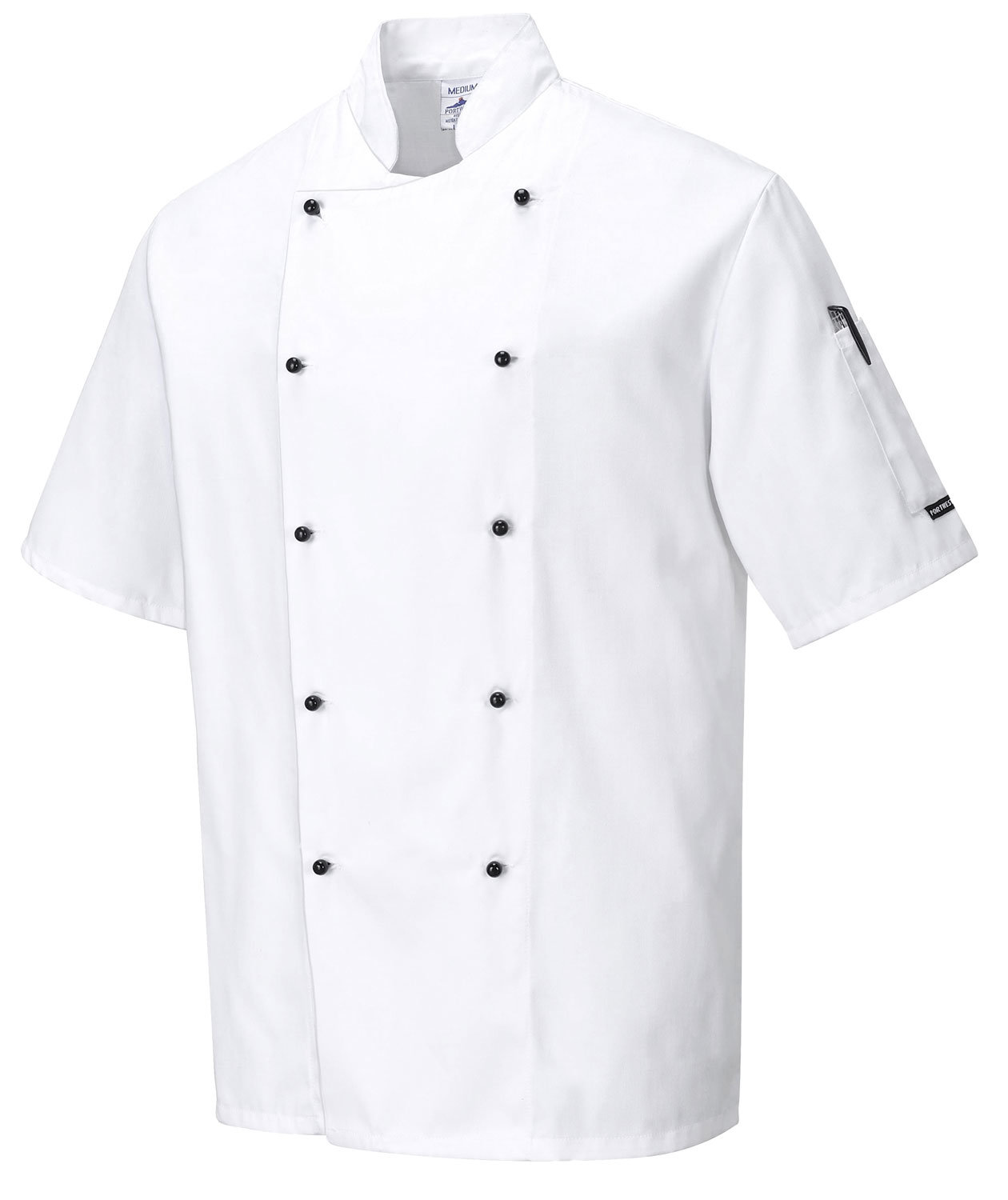 Portwest C734 kort&auml;rmad kockjacka, Vit