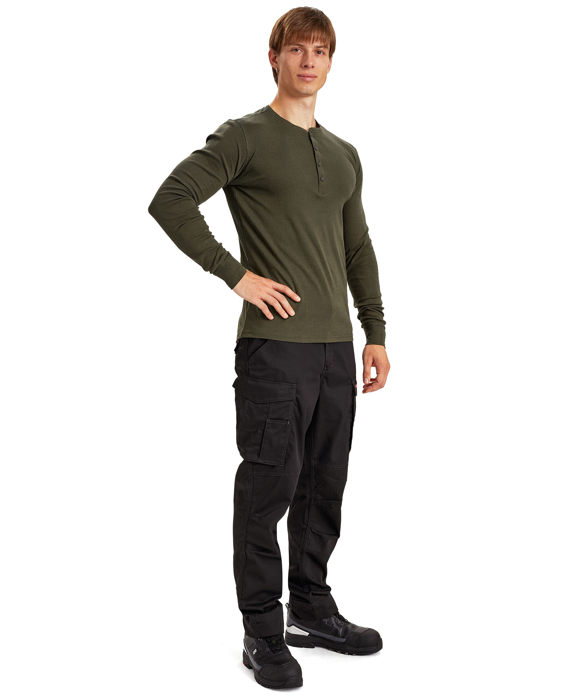 Engel Extend langermet Grandad T-skjorte, Forest green, large image number 2