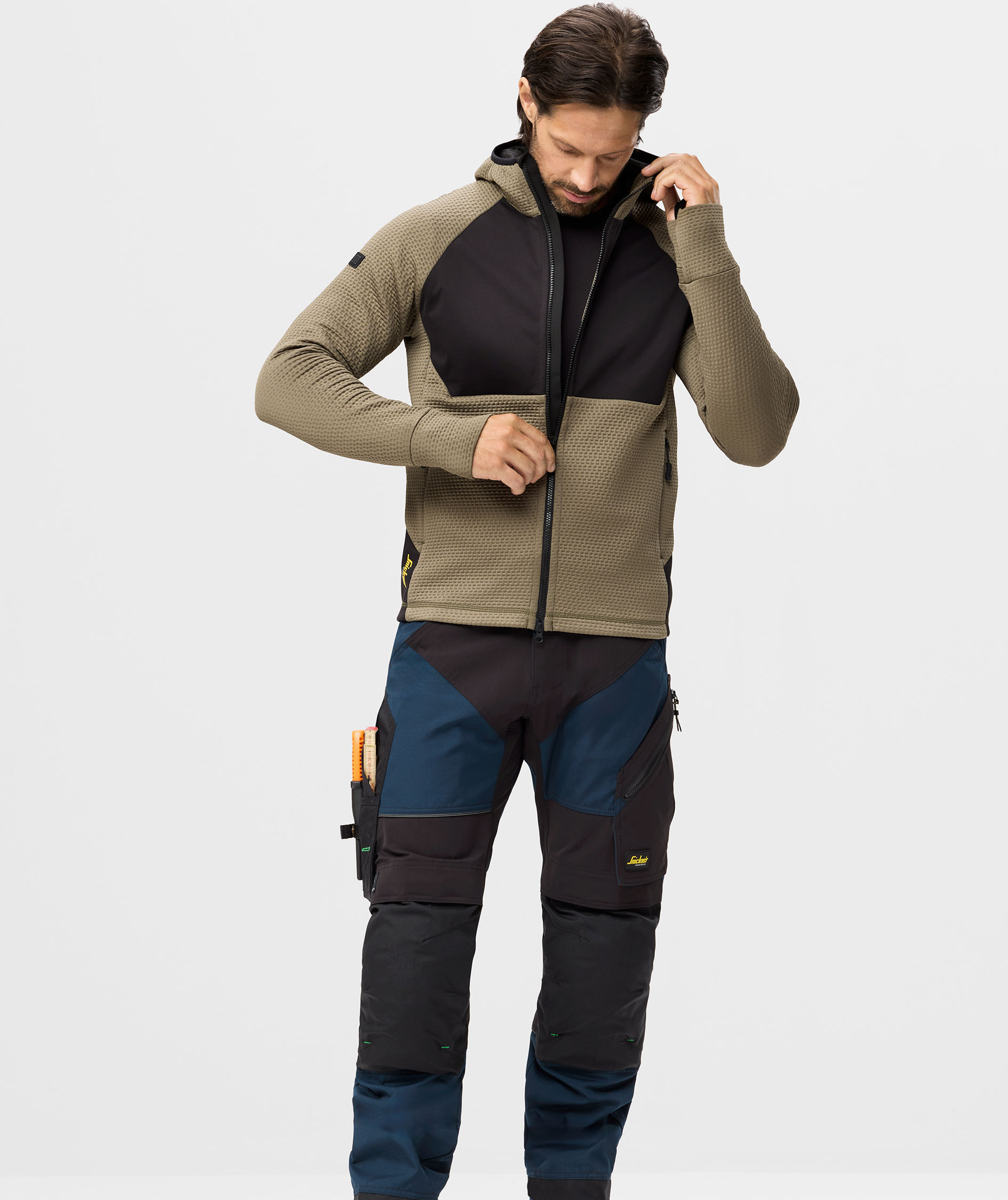 Snickers FlexiWork hettegenser med glidel&aring;s 8405, Khaki Green/Black, large image number 2