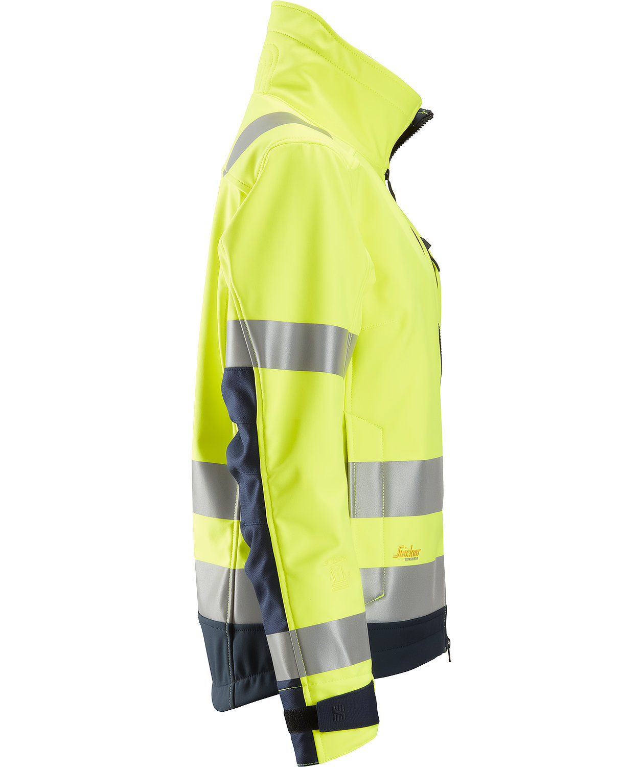 Snickers AllroundWork dame softshelljakke 1237, Hi-vis gul/marinebl&aring;, large image number 3
