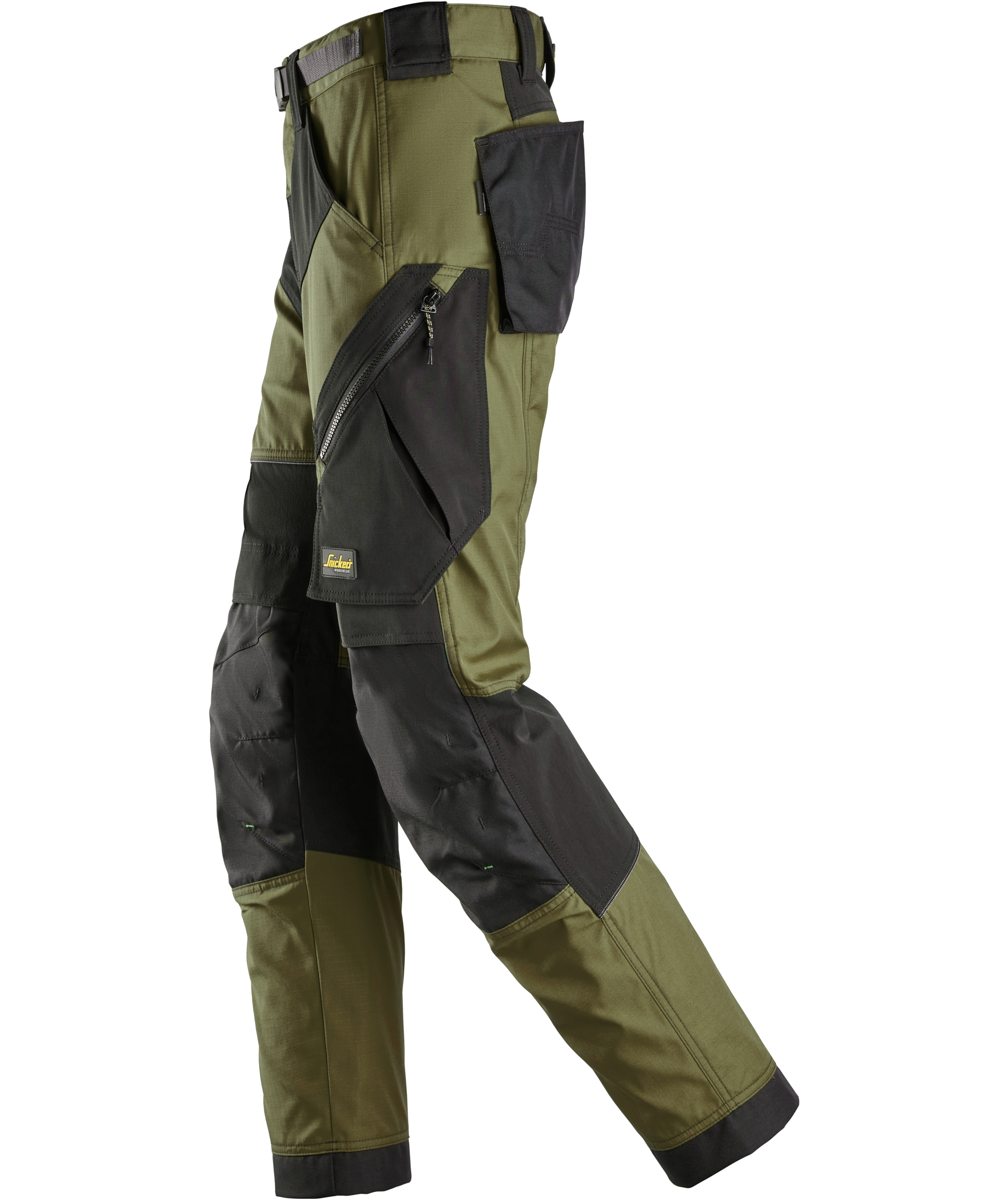 Snickers FlexiWork work trousers 6903, Khaki Green/Black, large image number 3
