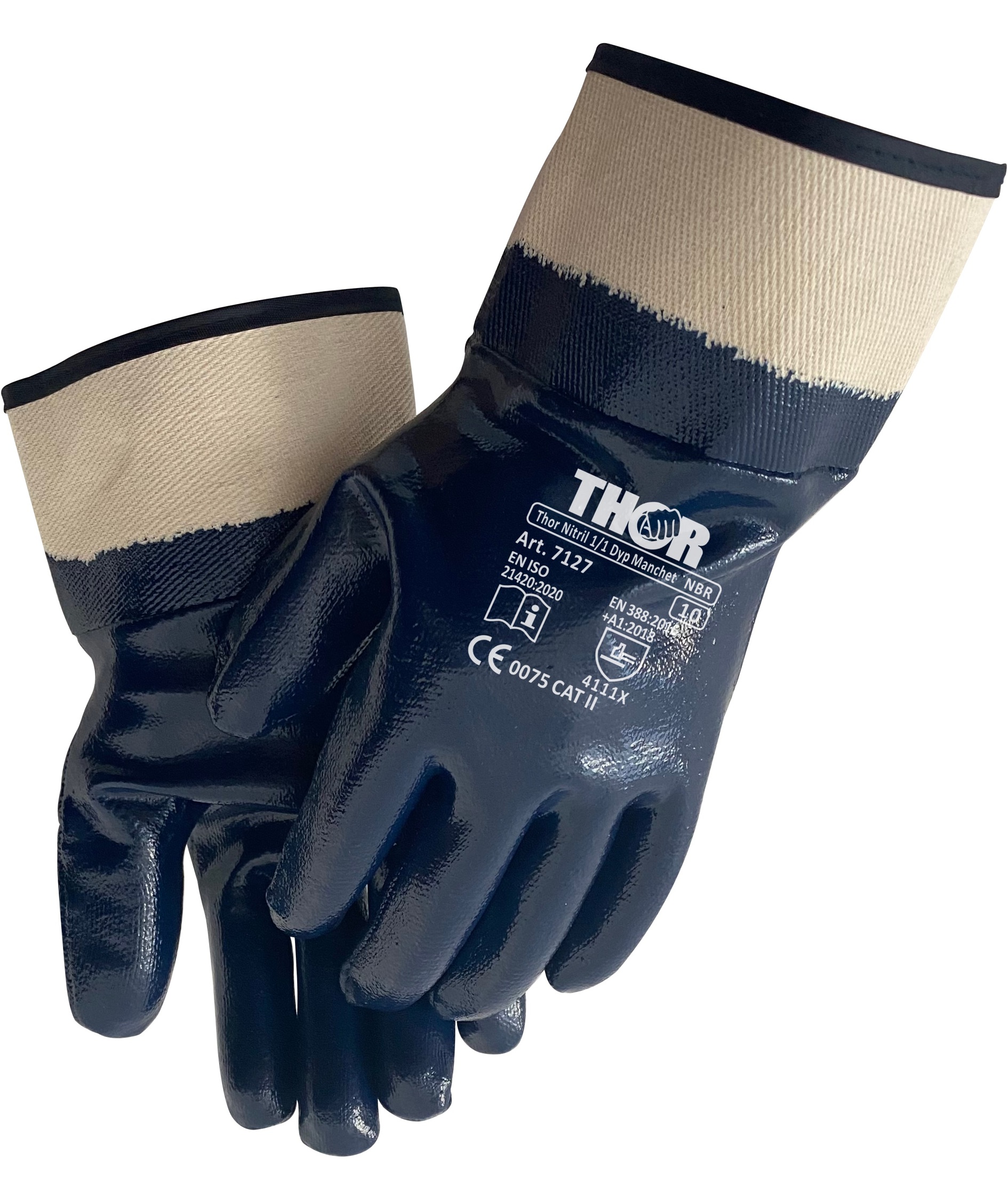 Thor 7127 NBR nitril Arbeitshandschuhe, Blau/Wei&szlig;, Blau/Wei&szlig;, large image number 0