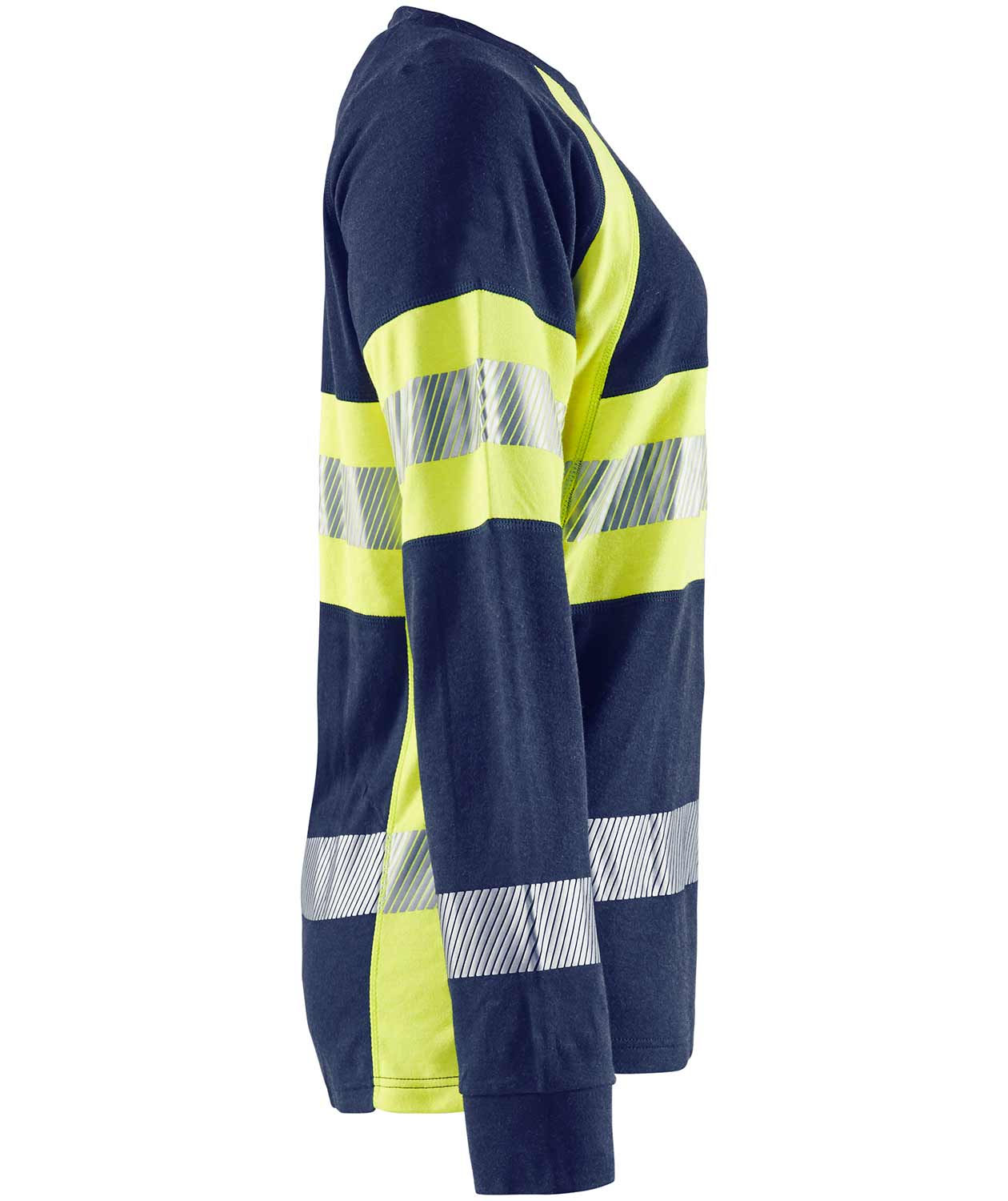 Bl&aring;kl&auml;der dame lang&aelig;rmet T-shirt, Marine/Hi-Vis gul, large image number 3