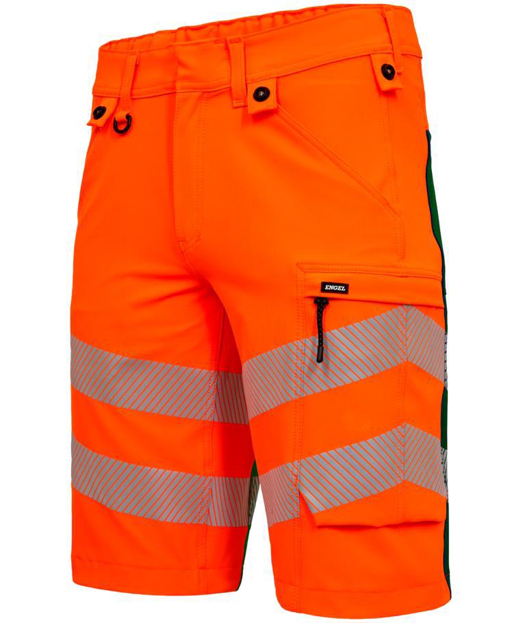 Engel Safety arbejdsshorts full stretch, Hi-vis Orange/Gr&oslash;n, large image number 2