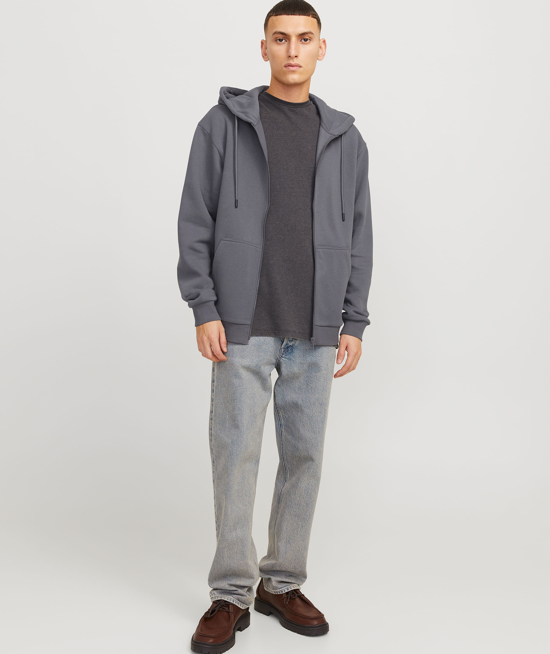Jack & Jones JJEBRADLEY hoodie med dragkedja, Castlerock