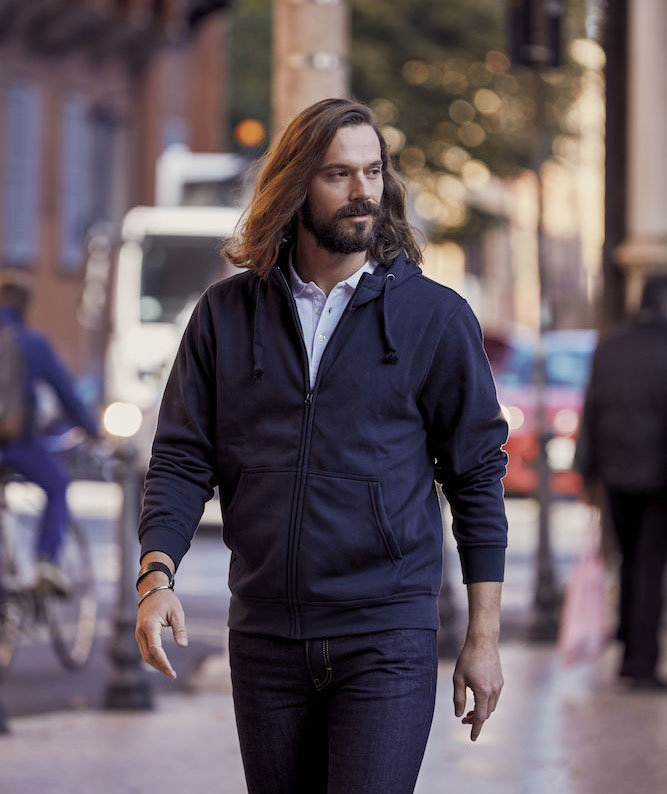 Clique Basic Hoody Full Zip hoodie med blixtl&aring;s, M&ouml;rk marinbl&aring;