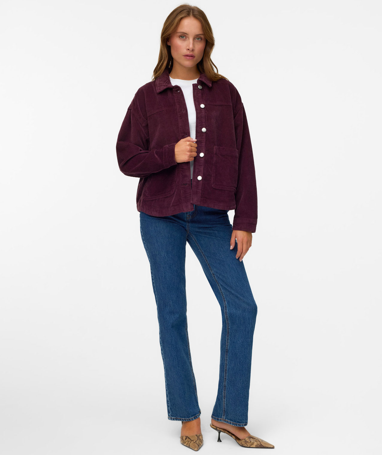 Vero Moda VMJAMIE corduroy dame skjortejakke, Winetasting, large image number 1