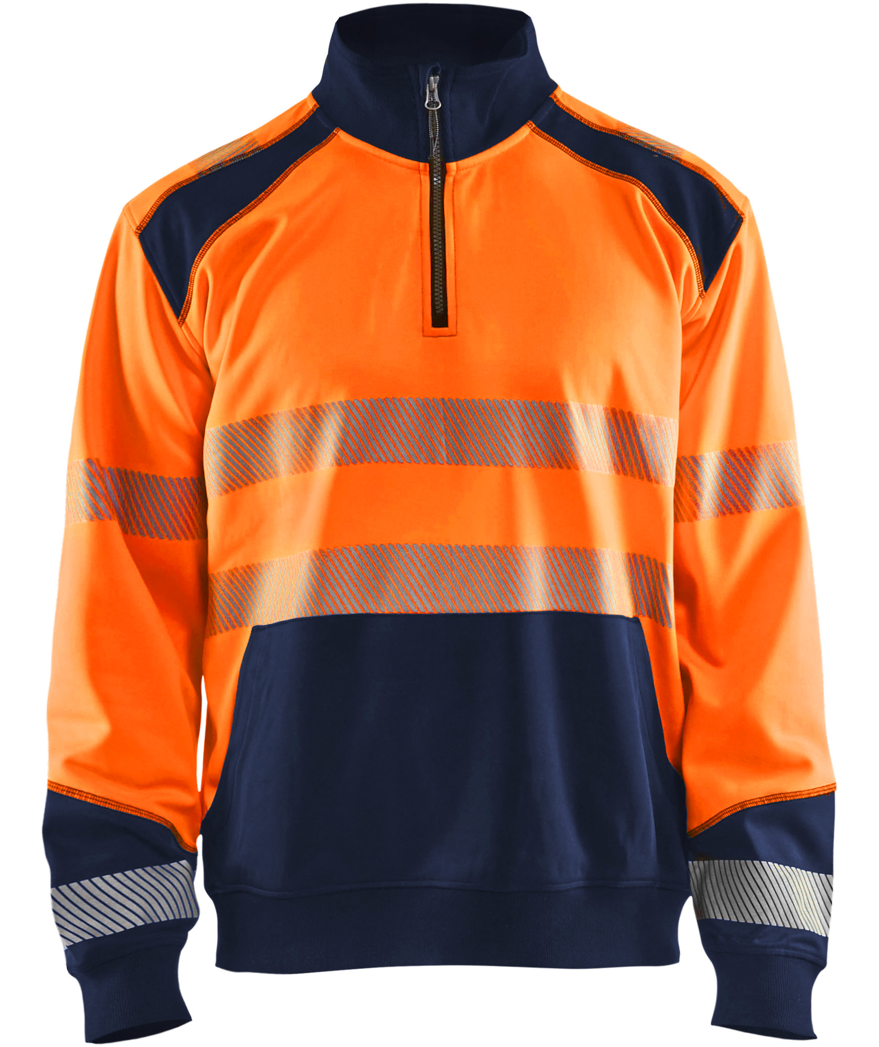 Bl&aring;kl&auml;der half zip collegegenser, Hi-Vis Orange/Marine
