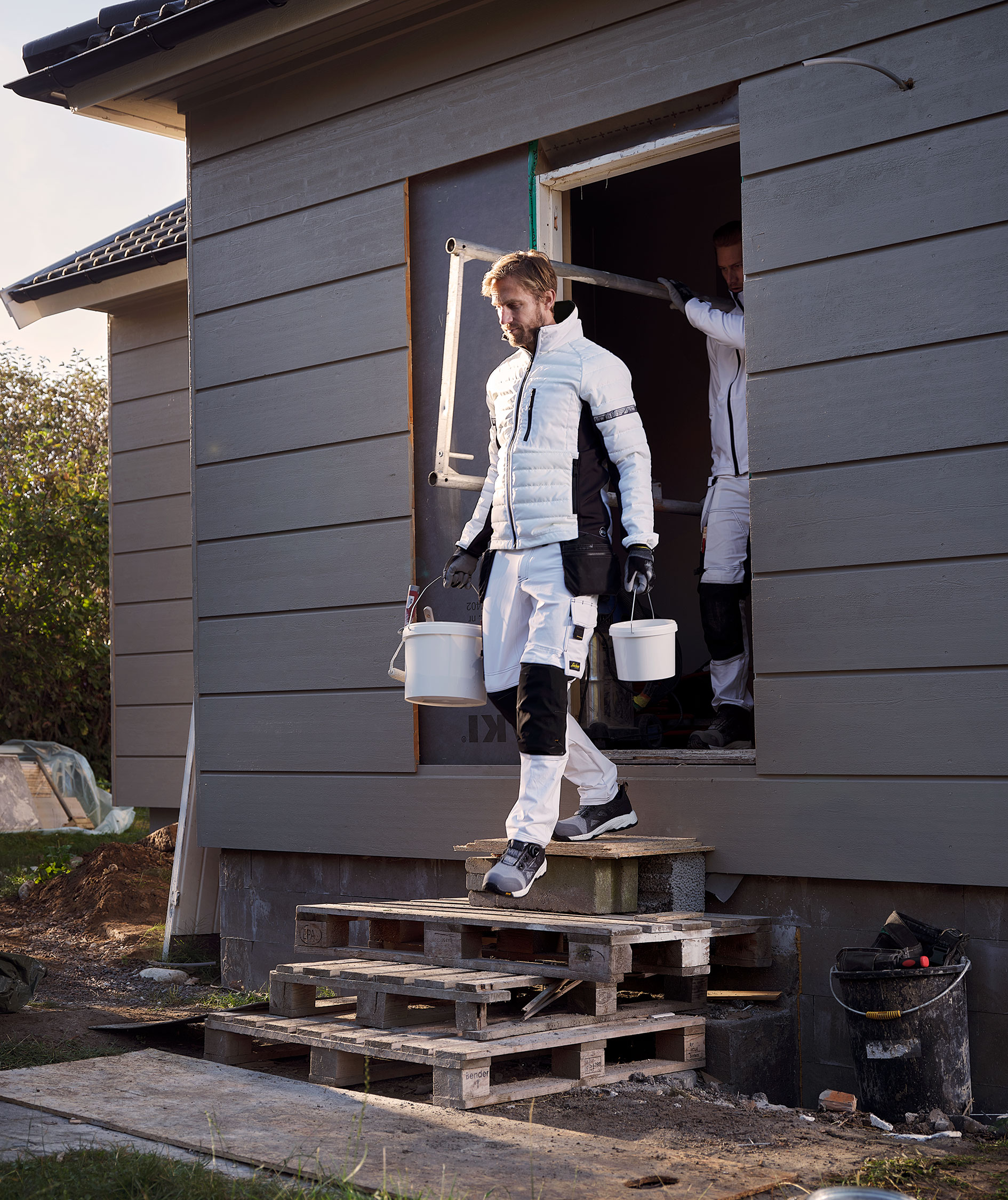 Snickers AllroundWork h&aring;ndverksbukse 6271 full stretch, Hvit/Svart, large image number 7