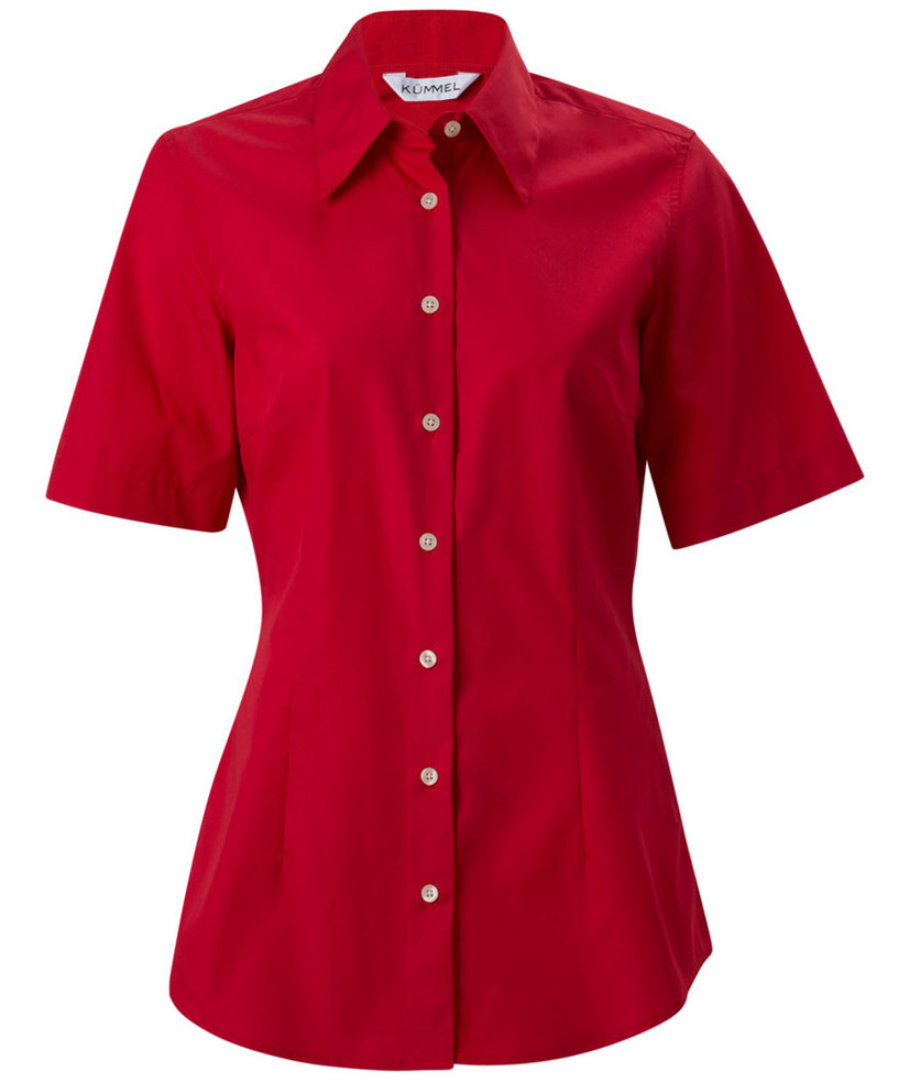 K&uuml;mmel Kate Classic fit kort&auml;rmad poplinskjorta dam, R&ouml;d
