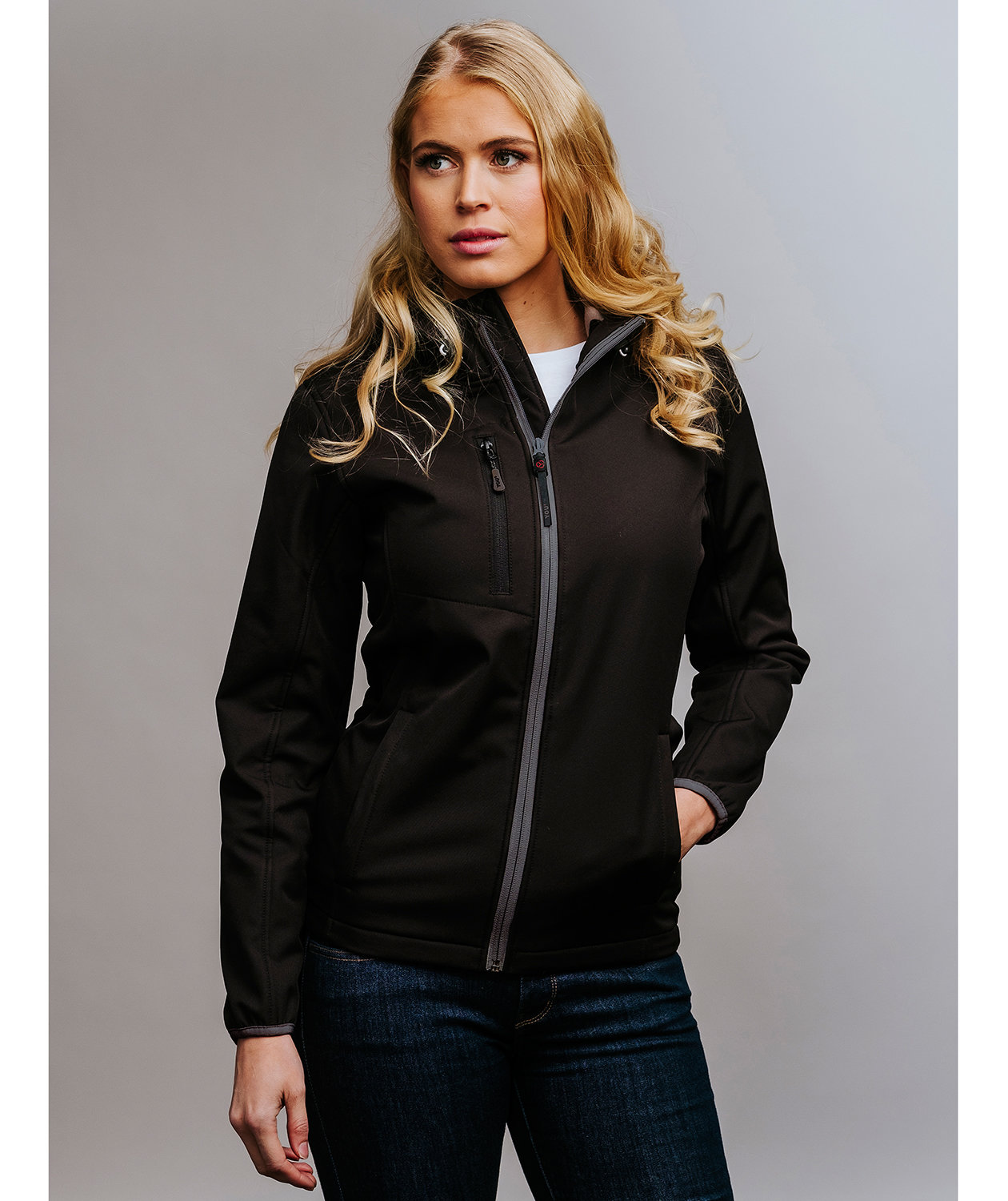 YOU Edison softshelljacka dam, Svart/Gr&aring;