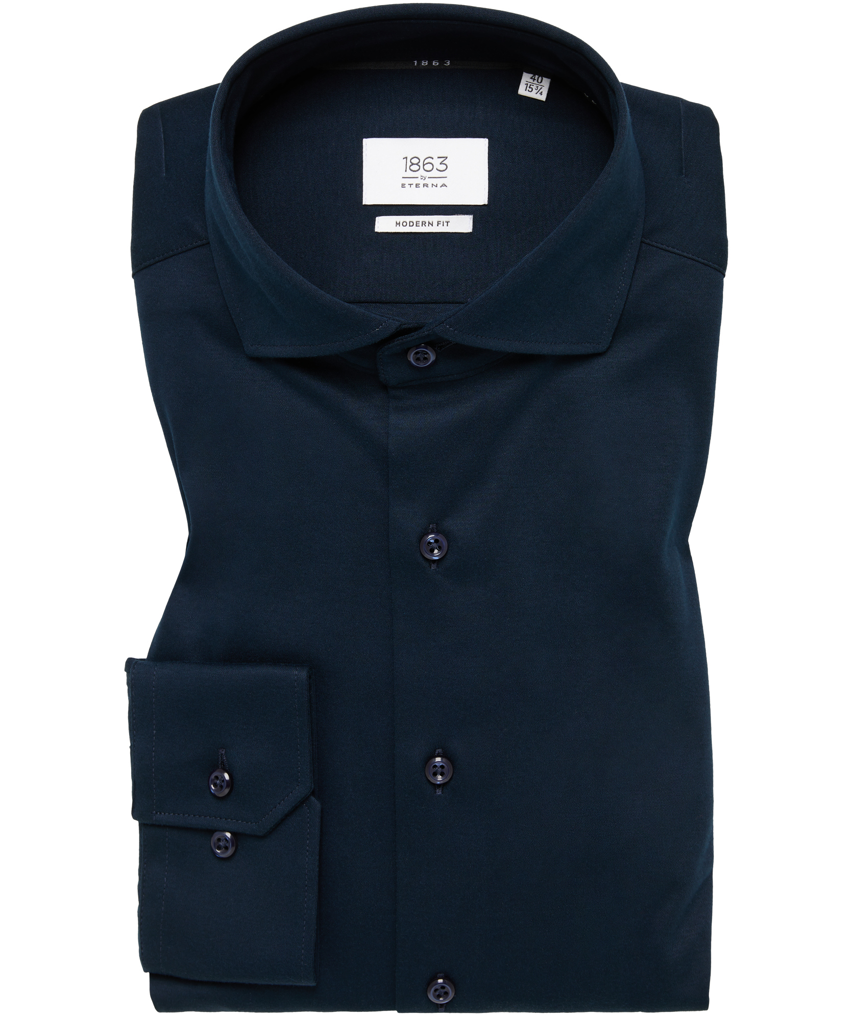 Eterna Soft Tailoring Jersey Modern fit Hemd, Navy, large image number 4