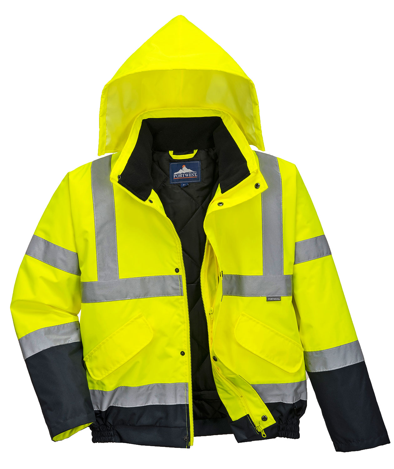 Portwest pilotjacka, Varsel yellow/marinbl&aring;