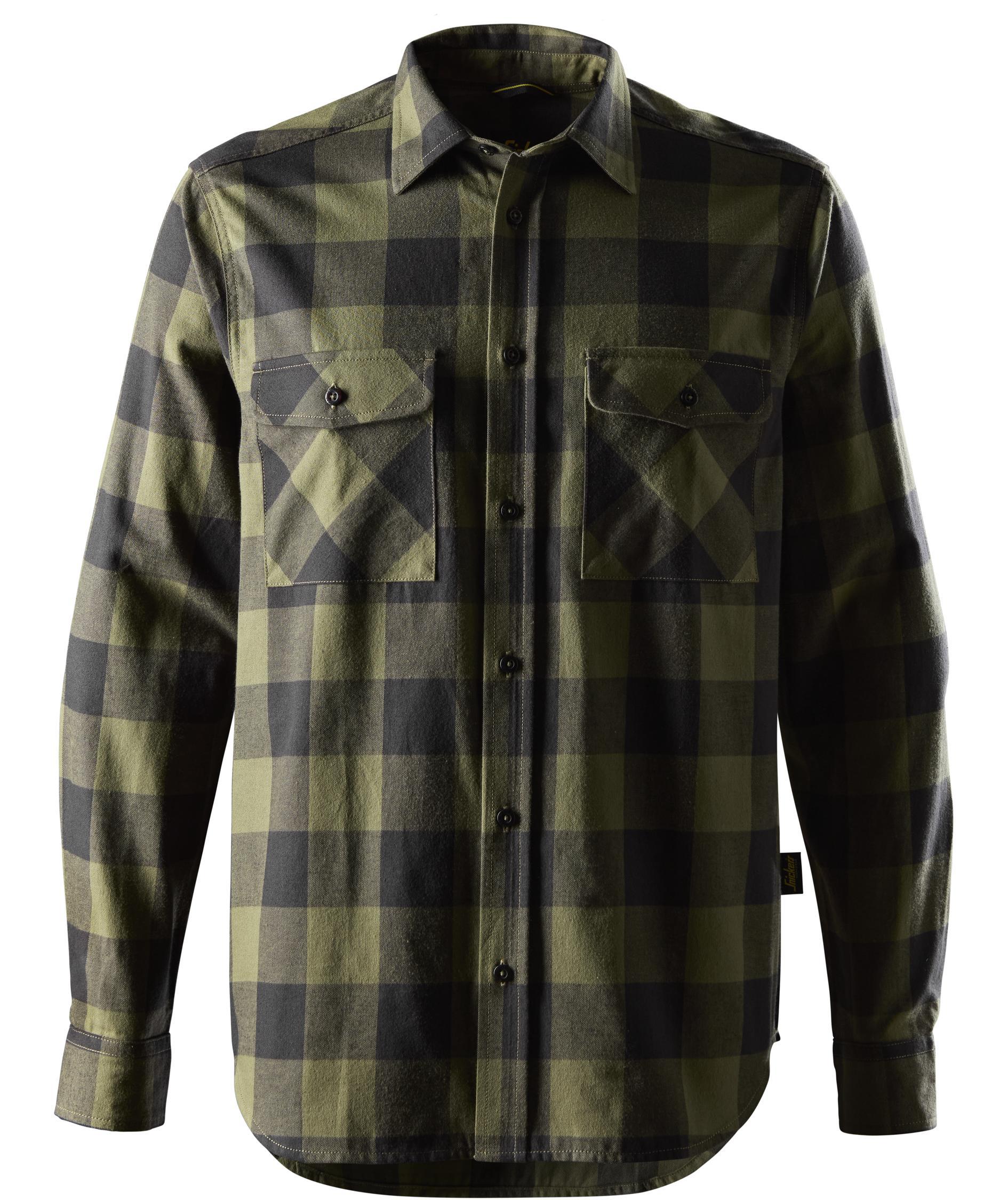 Snickers AllroundWork Flanellhemd 8516, Khaki Green/Black, Khaki Green/Black, swatch
