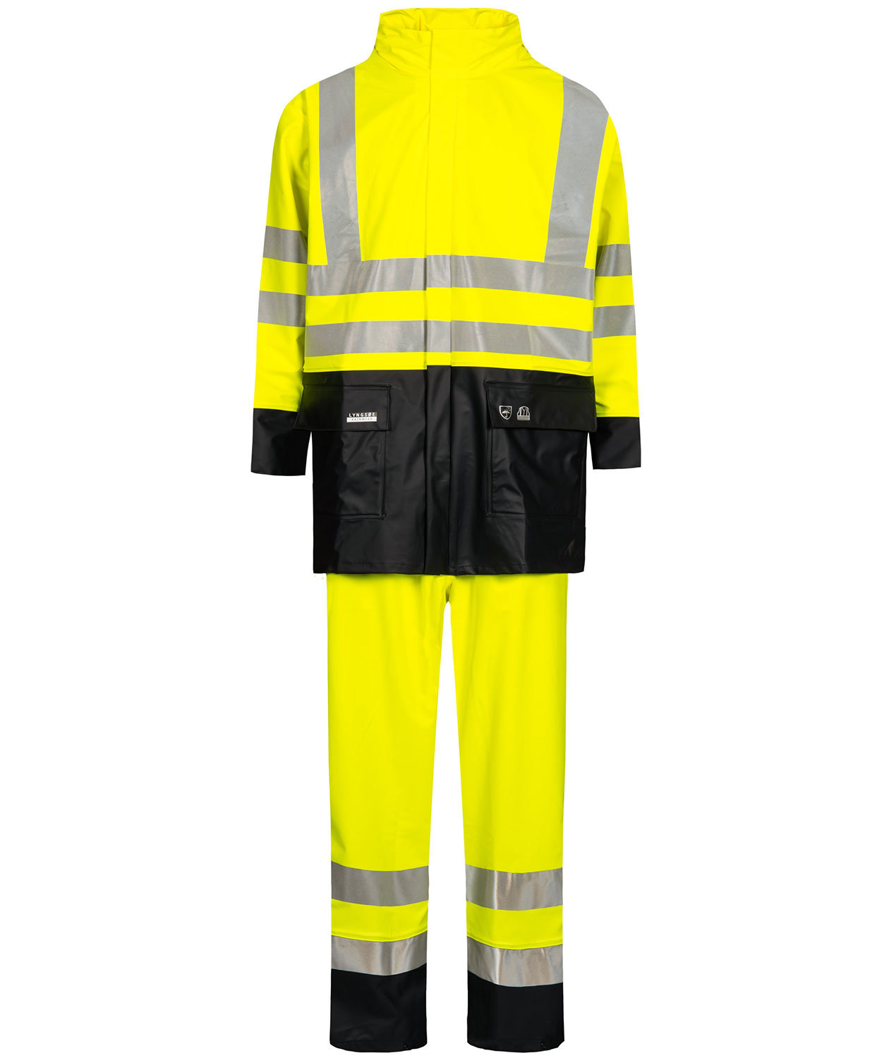 Lyngs&oslash;e PU regnsett, Hi-vis gul/marinebl&aring;