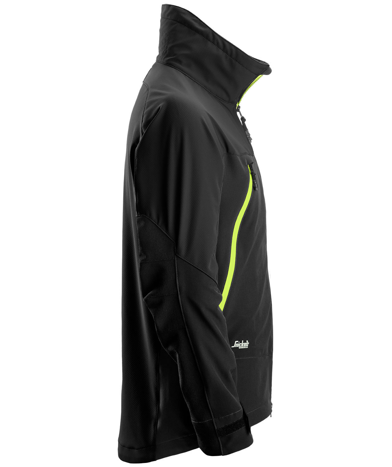 Snickers FlexiWork stretch softshelljakke 1940 full stretch, Svart/Gul, large image number 3