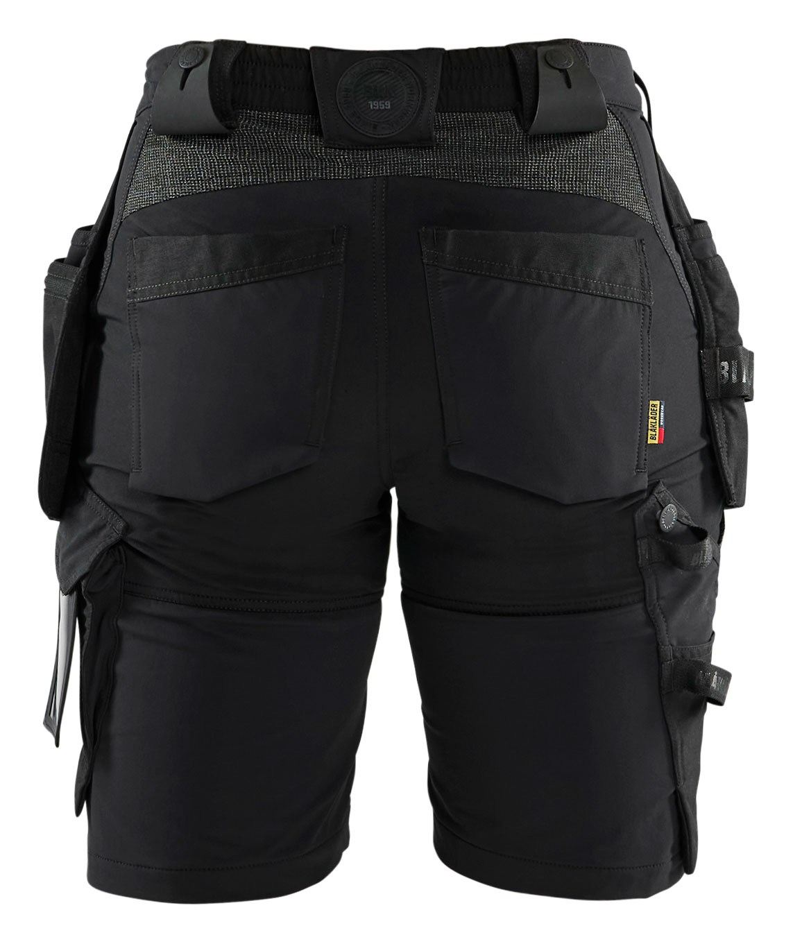 Bl&aring;kl&auml;der dame h&aring;ndv&aelig;rkershorts, Sort/M&oslash;rkegr&aring;