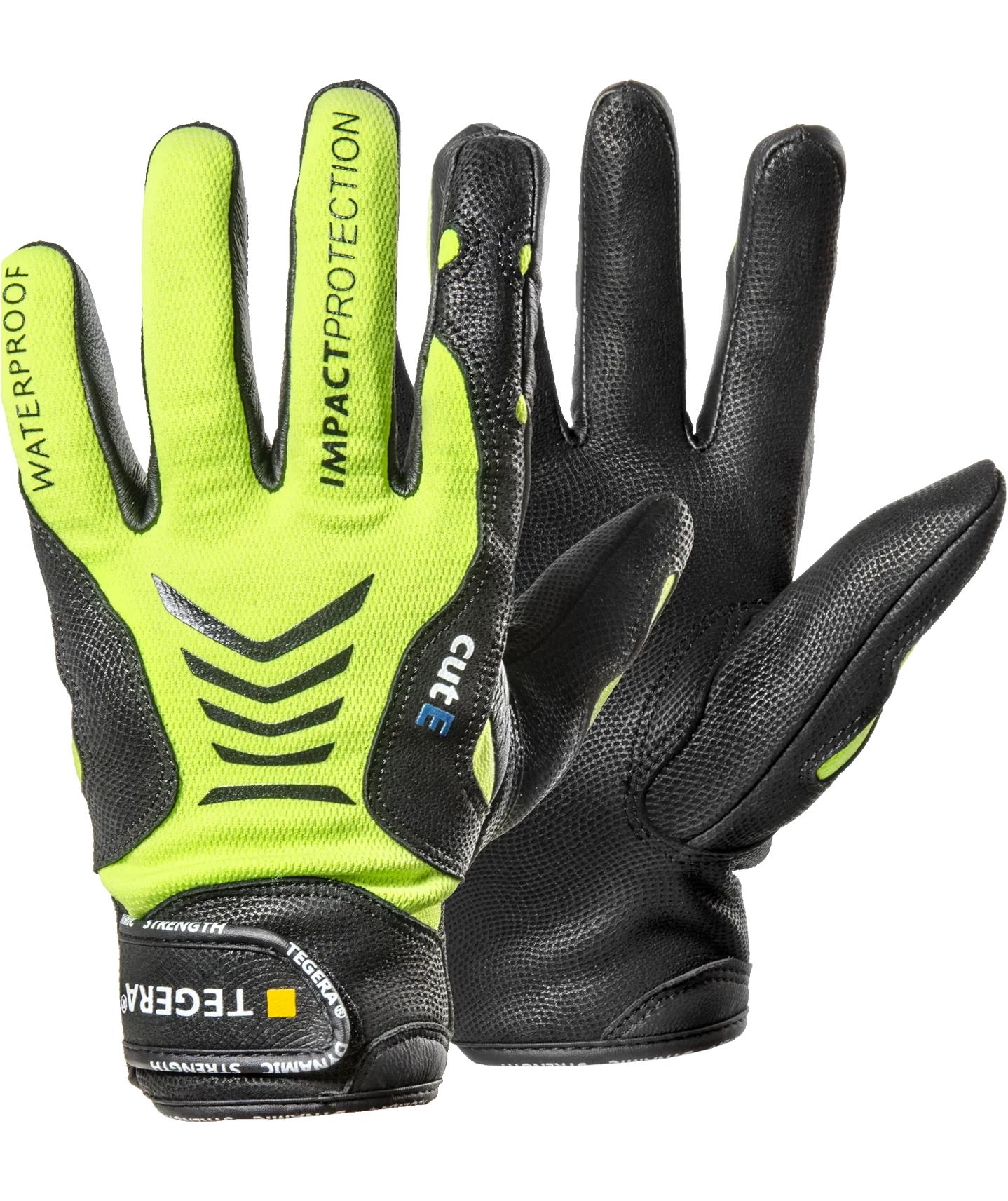 Tegera 7775 impact-resistant cut-resistant gloves Cut E, Black/Neon Yellow
