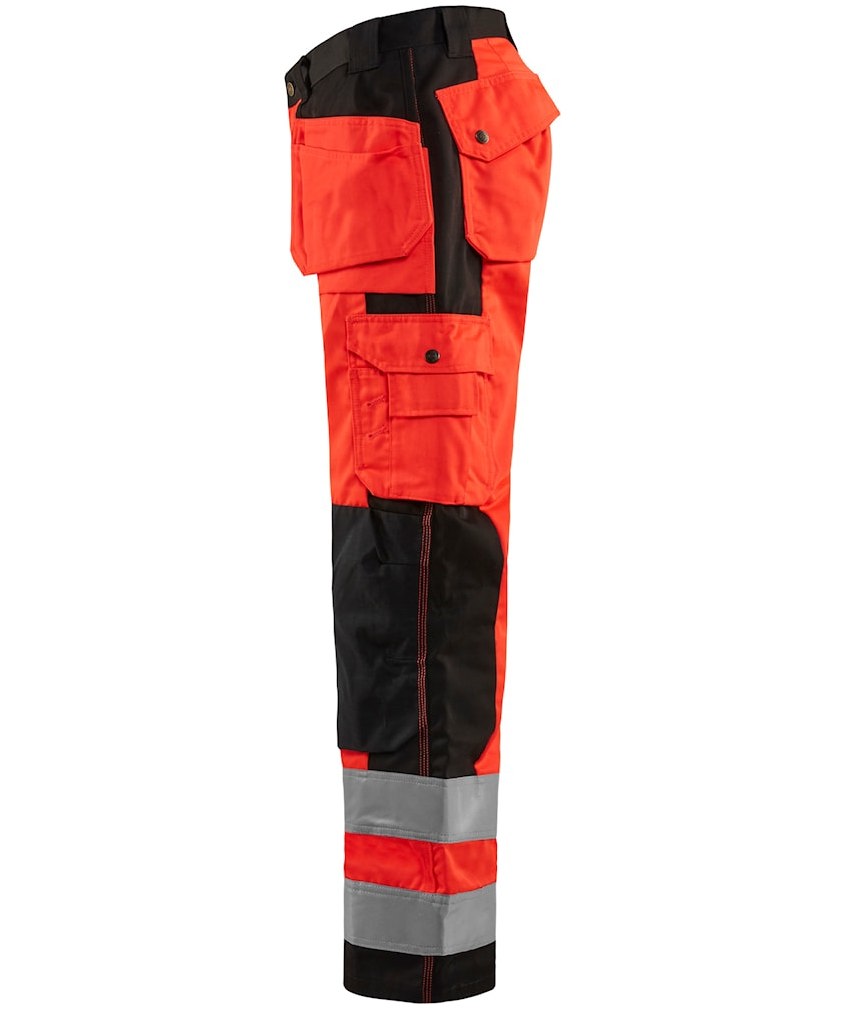 Bl&aring;kl&auml;der h&aring;ndverkerbukse, Hi-vis R&oslash;d/Svart, large image number 4