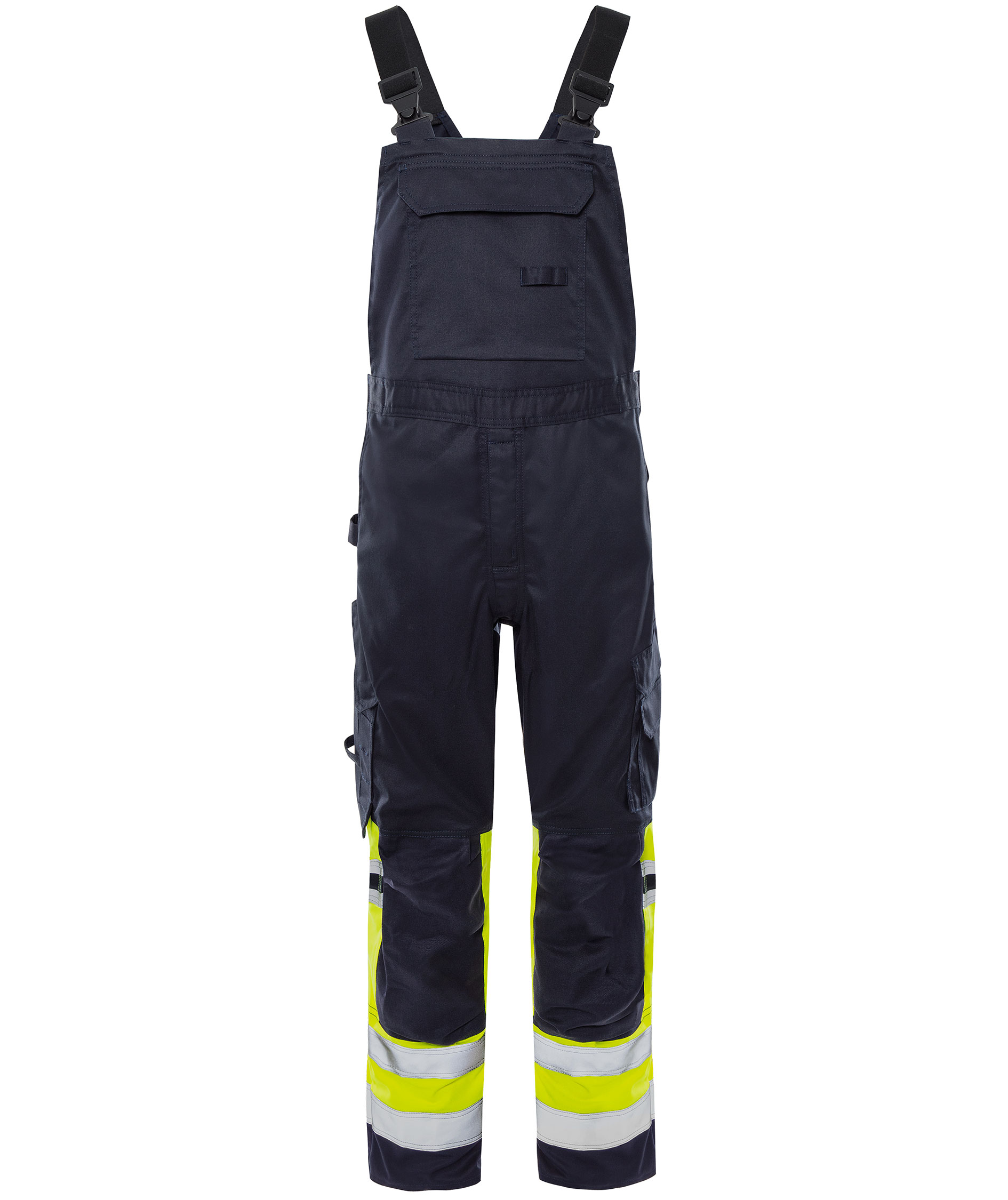 Fristads Flamestat bib and brace 2168 ATHF full stretch, Hi-Vis Yellow/Dark Marine, large image number 0