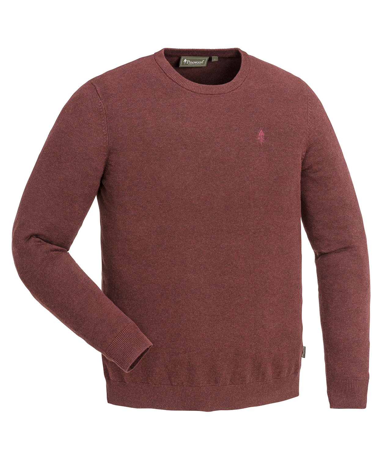 Pinewood V&auml;rnamo Crewneck strikket sweater, M&oslash;rk Kobber Melange
