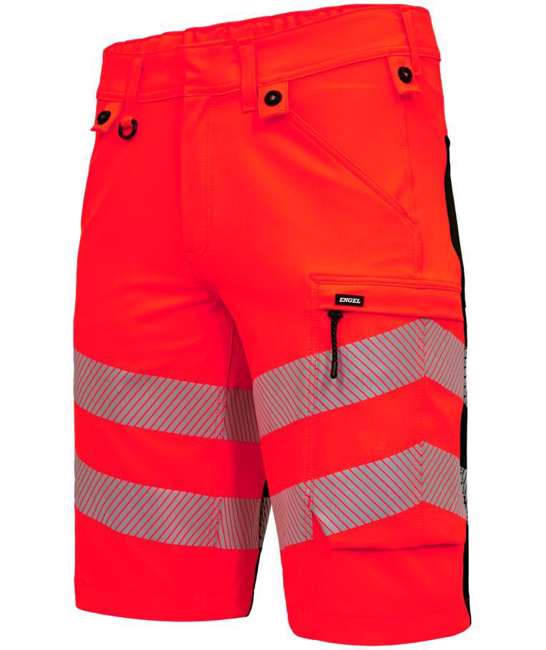 Engel Safety work shorts full stretch, Hi-Vis red/black, large image number 2