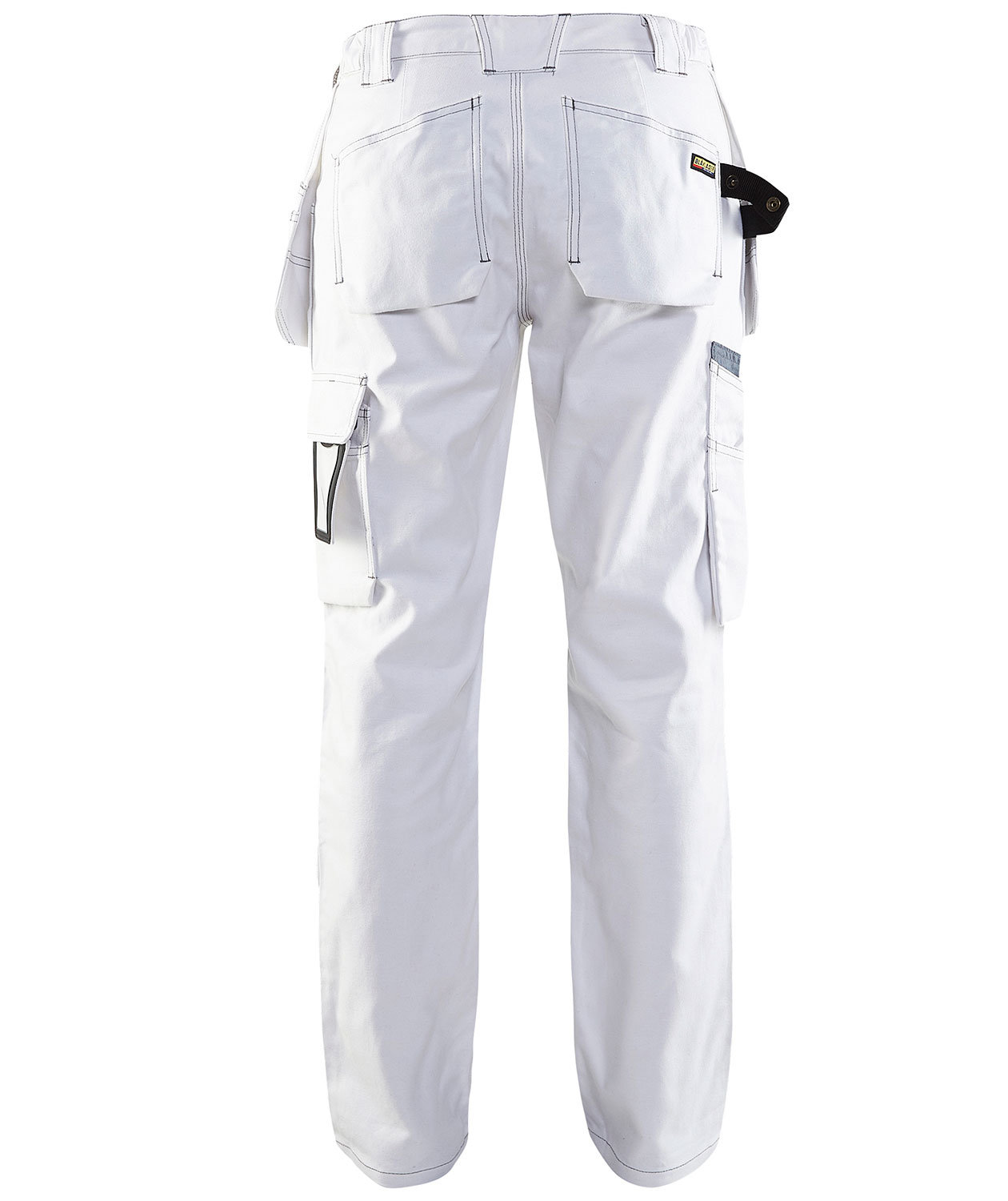 Bl&aring;kl&auml;der dame h&aring;ndv&aelig;rkerbukser, Hvid/Gr&aring;