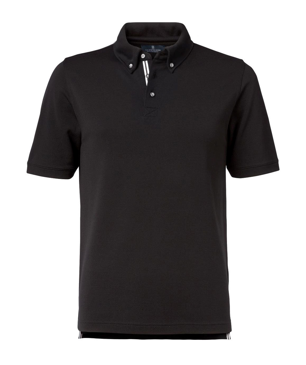 C55 Munich Sportwool button-down polo shirt, Black