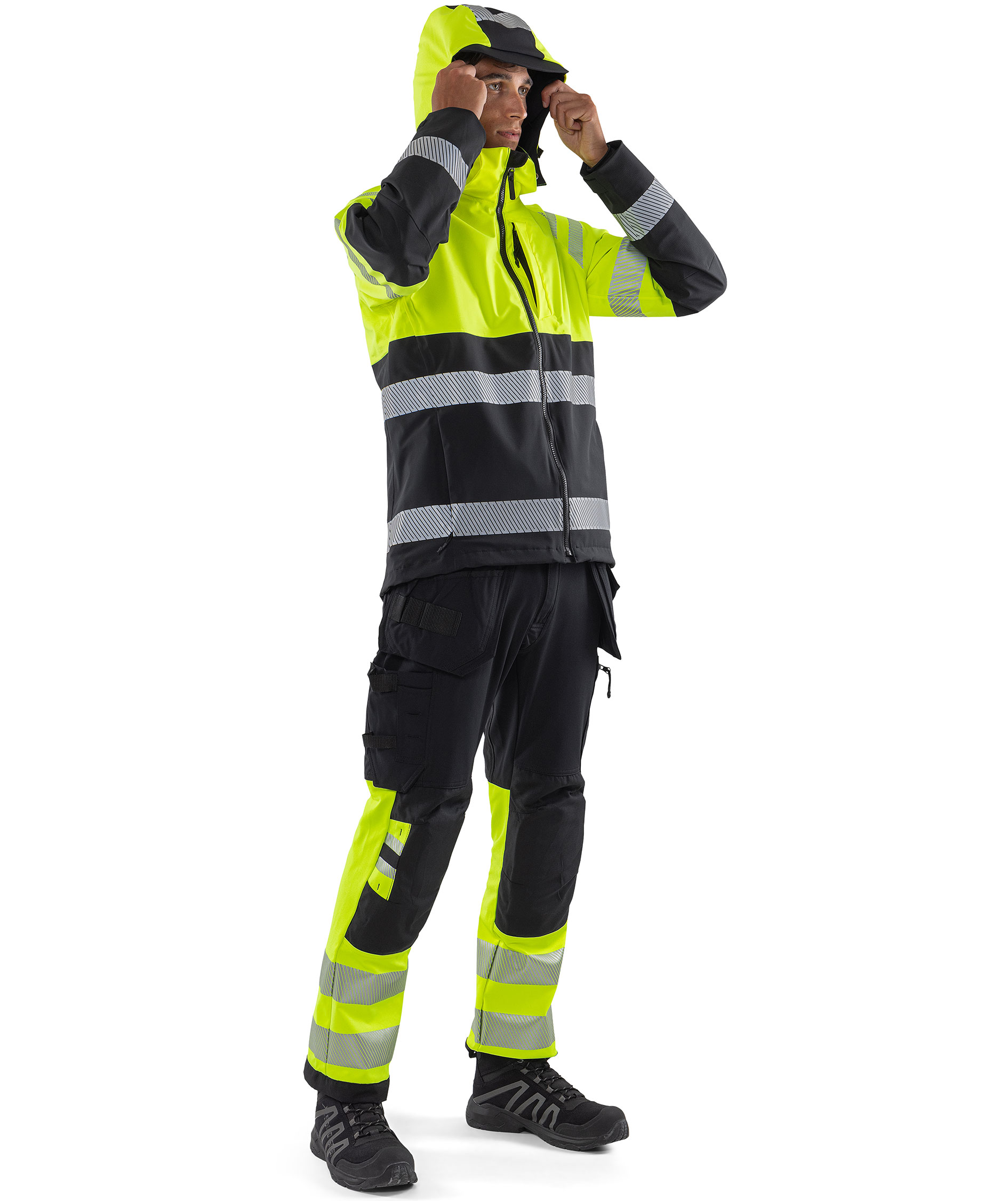 Fristads shell jacket 4690 GLS full stretch, Hi-vis Yellow/Black, large image number 7