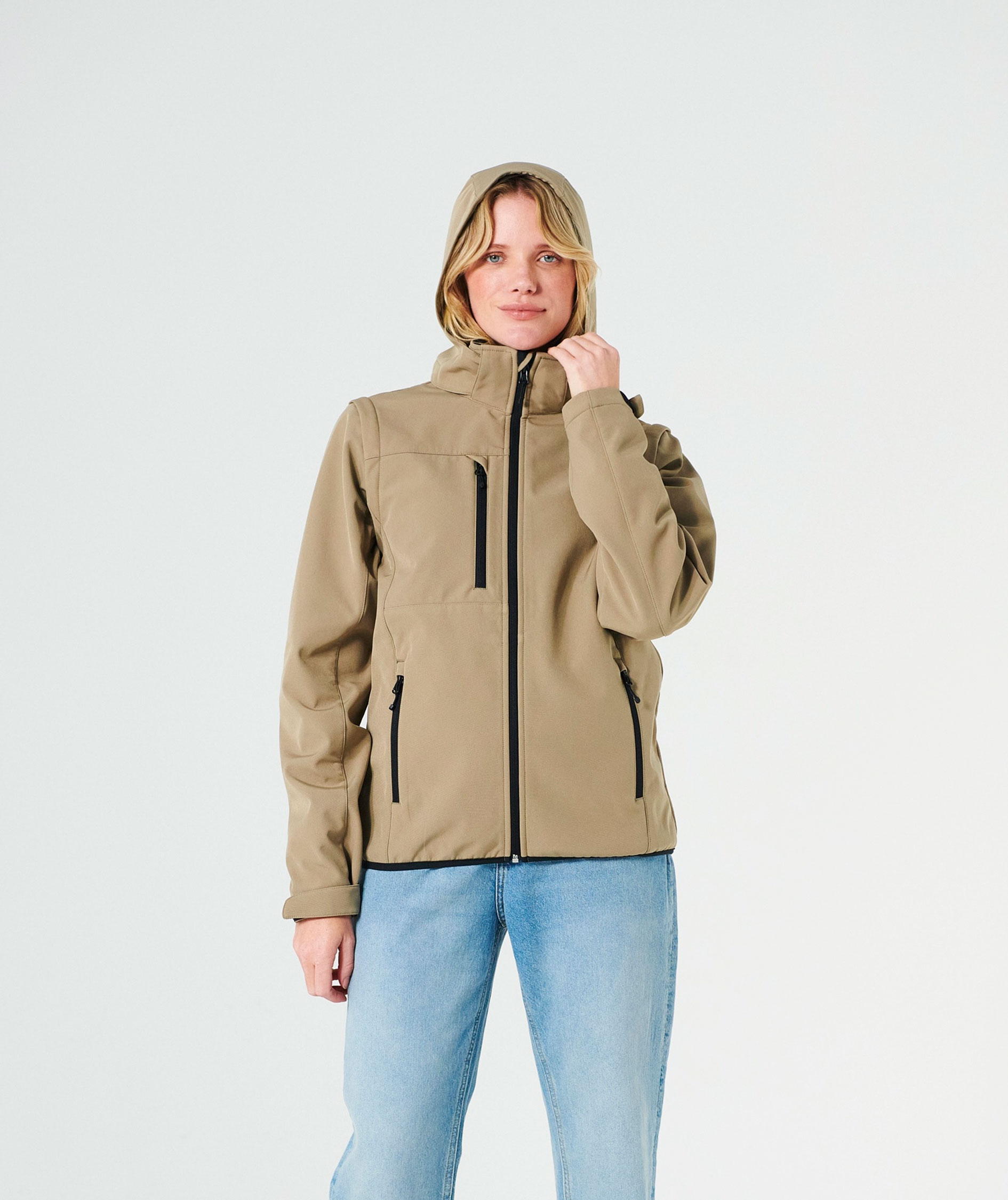 Clique Classic 2-i-1 softshelljakke, Sand, large image number 7