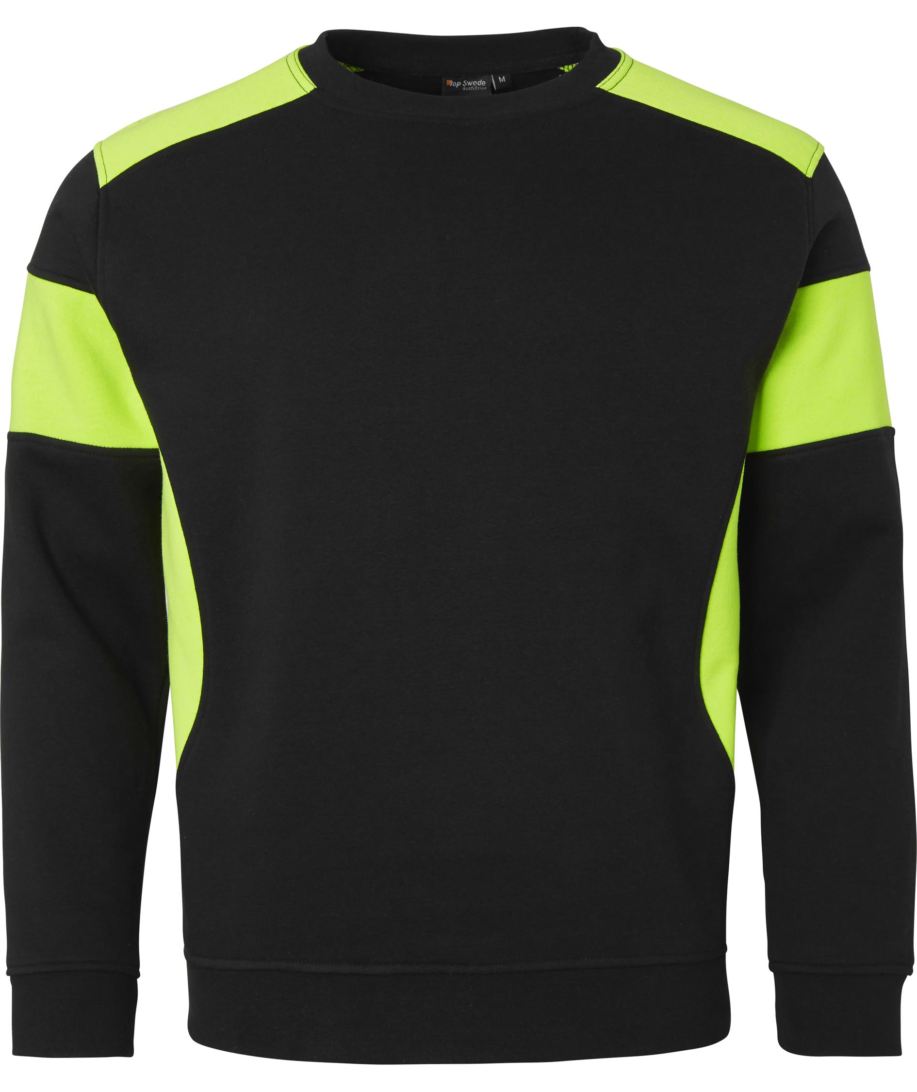 Top Swede Sweatshirt 221, Schwarz/Hi-Vis Gelb