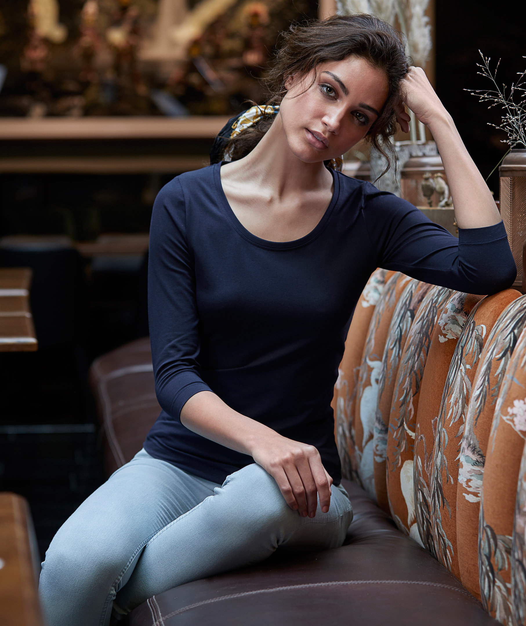 Tee Jays women's 3/4 sleeve T-shirt, Navy, large image number 1