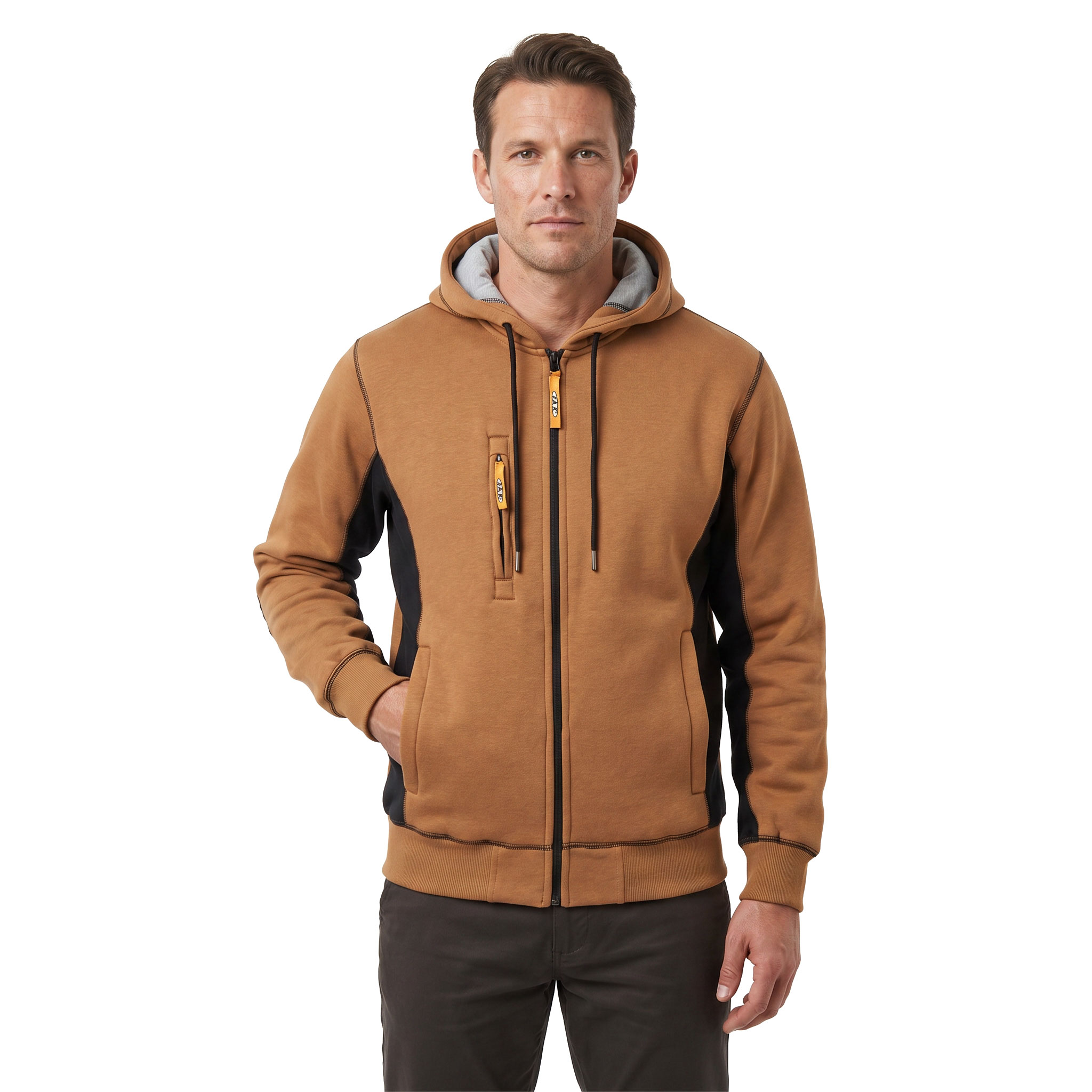 J.A.K. hoodie with zipper 1620, Camel/black, large image number 2