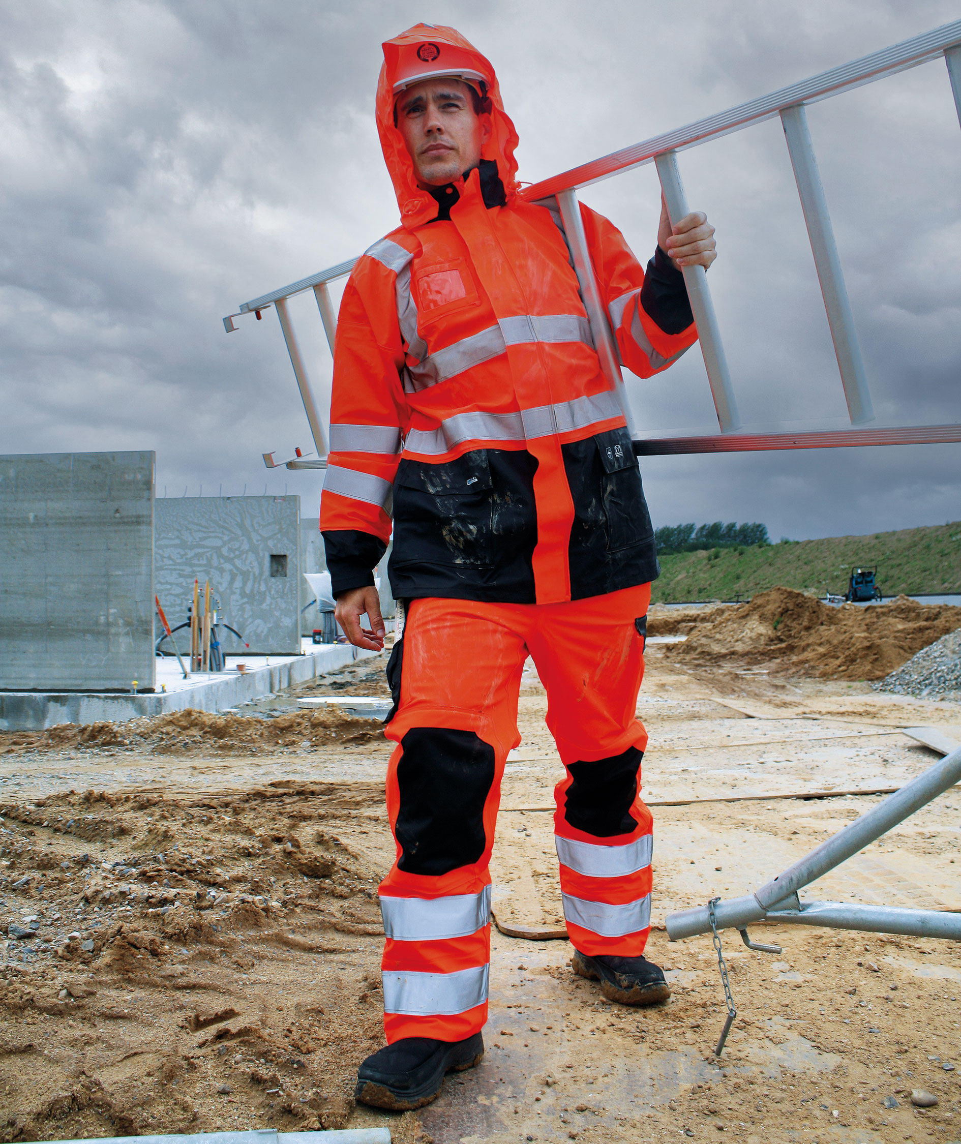 Lyngs&oslash;e PU/PVC regnjacka, Varsel r&ouml;d/marinbl&aring;