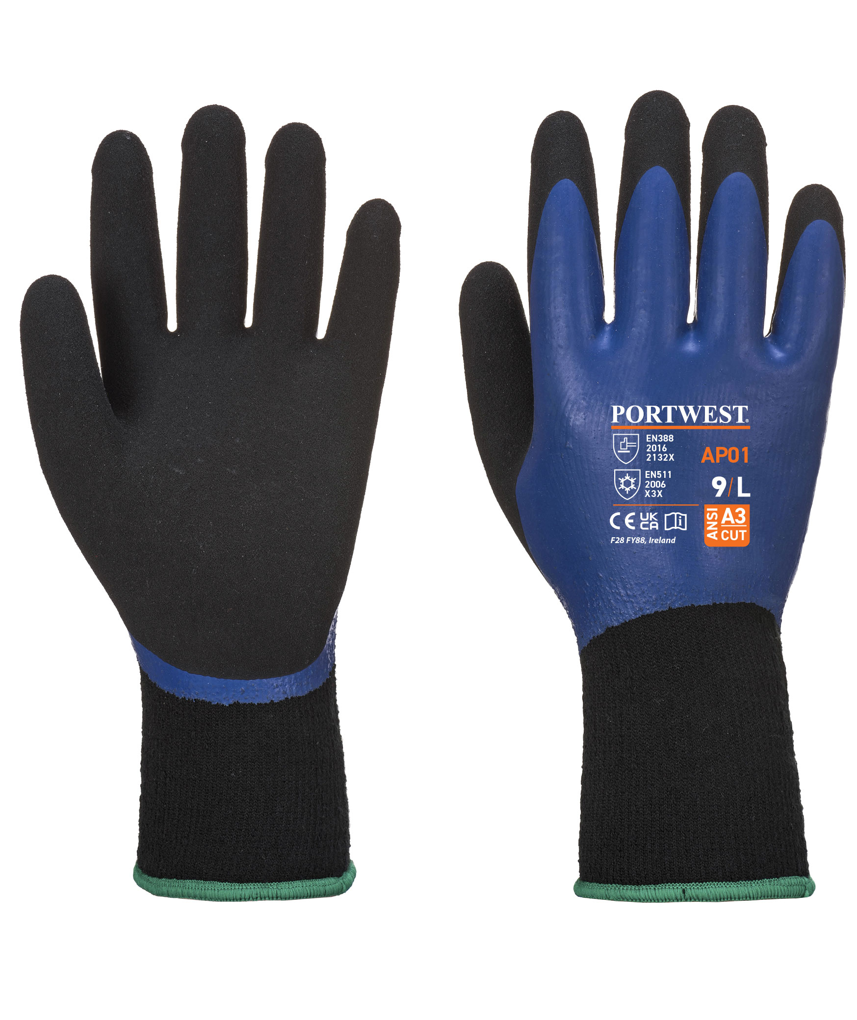 Portwest AP01 Thermo Pro work gloves, Blue/Black, large image number 2