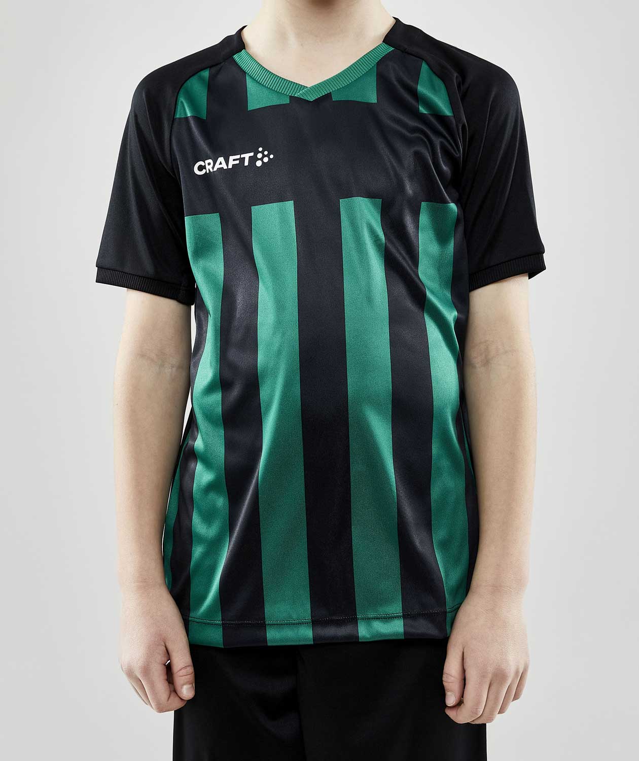 Craft Progress 2.0 Stripe Jersey T-Shirt f&uuml;r Kinder, Schwarz/Team Green, large image number 1