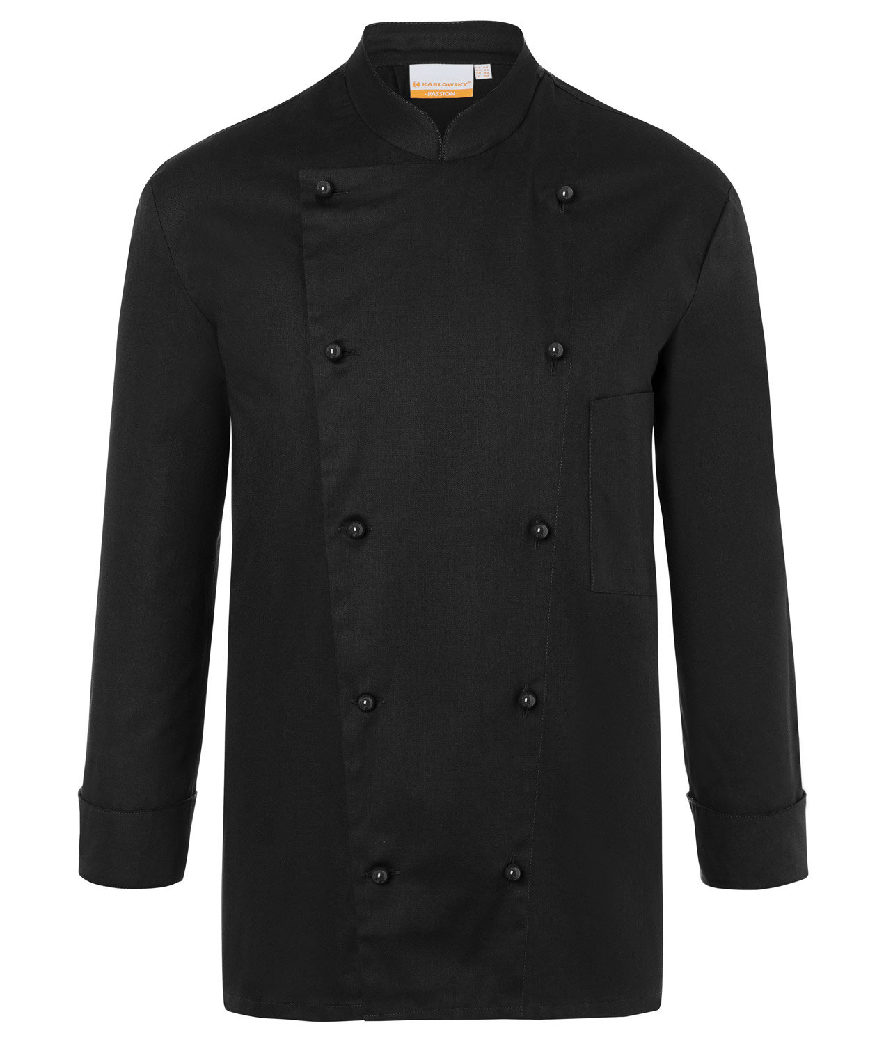 Karlowsky Thomas chefs jacket without buttons, Black