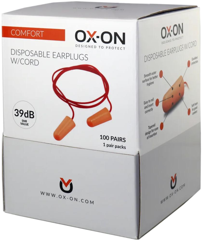 OX-ON comfort &ouml;ronproppar med sladd 100 st, Orange, Orange, large image number 2
