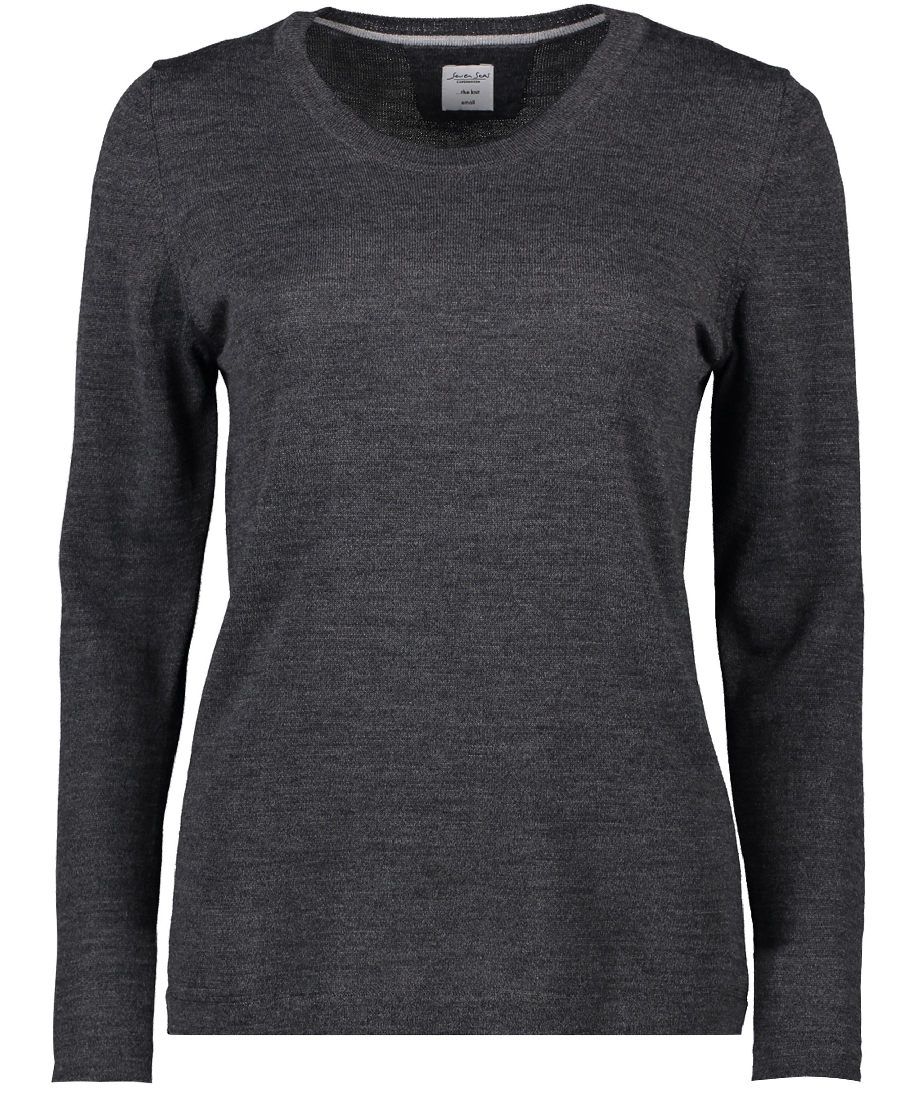 Seven Seas dame strikkpullover med merinoull, Dark Grey Melange, Dark Grey Melange, swatch