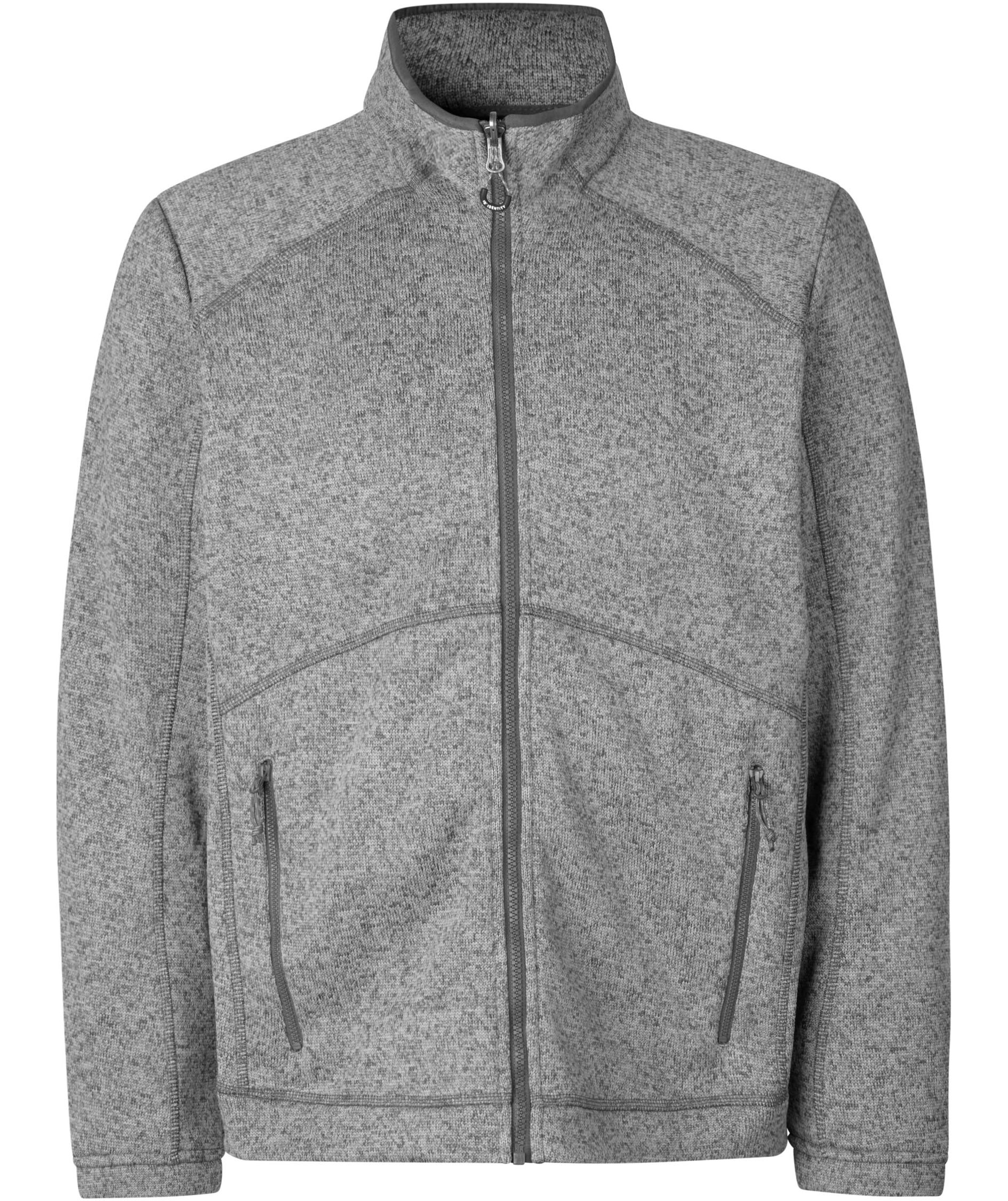 ID Zip'n'mix Melange stickad fleececardigan, Grafitgr&aring; Melerad