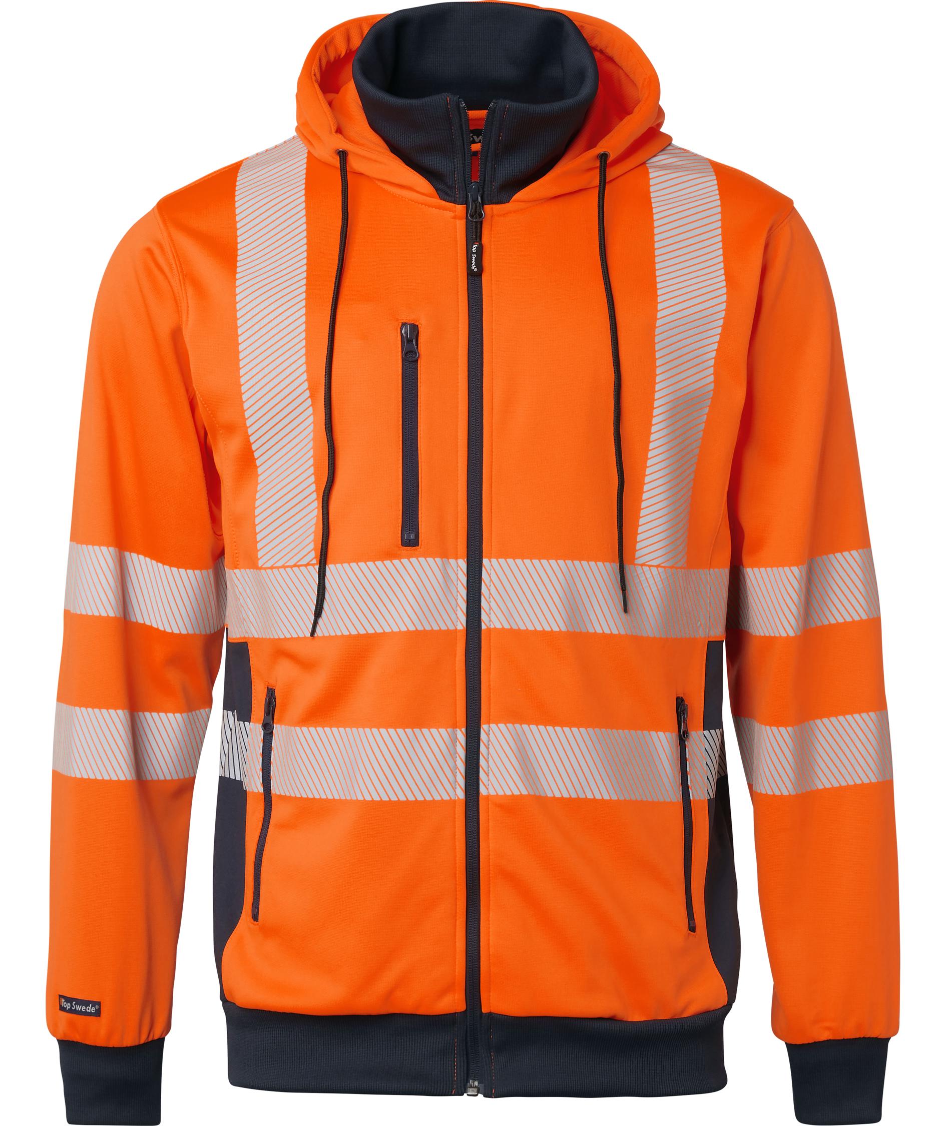 Top Swede hoodie med dragkedja 1729, Varsel Orange/Navy