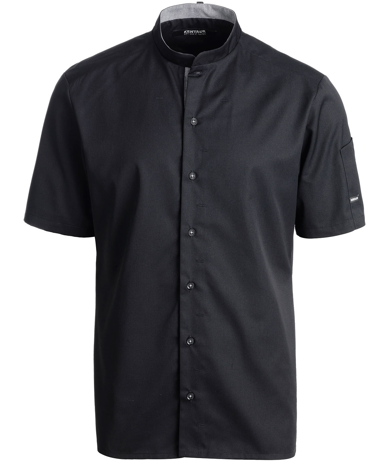 Kentaur modern fit kort&auml;rmad kockskjorta/serveringsskjorta, Svart