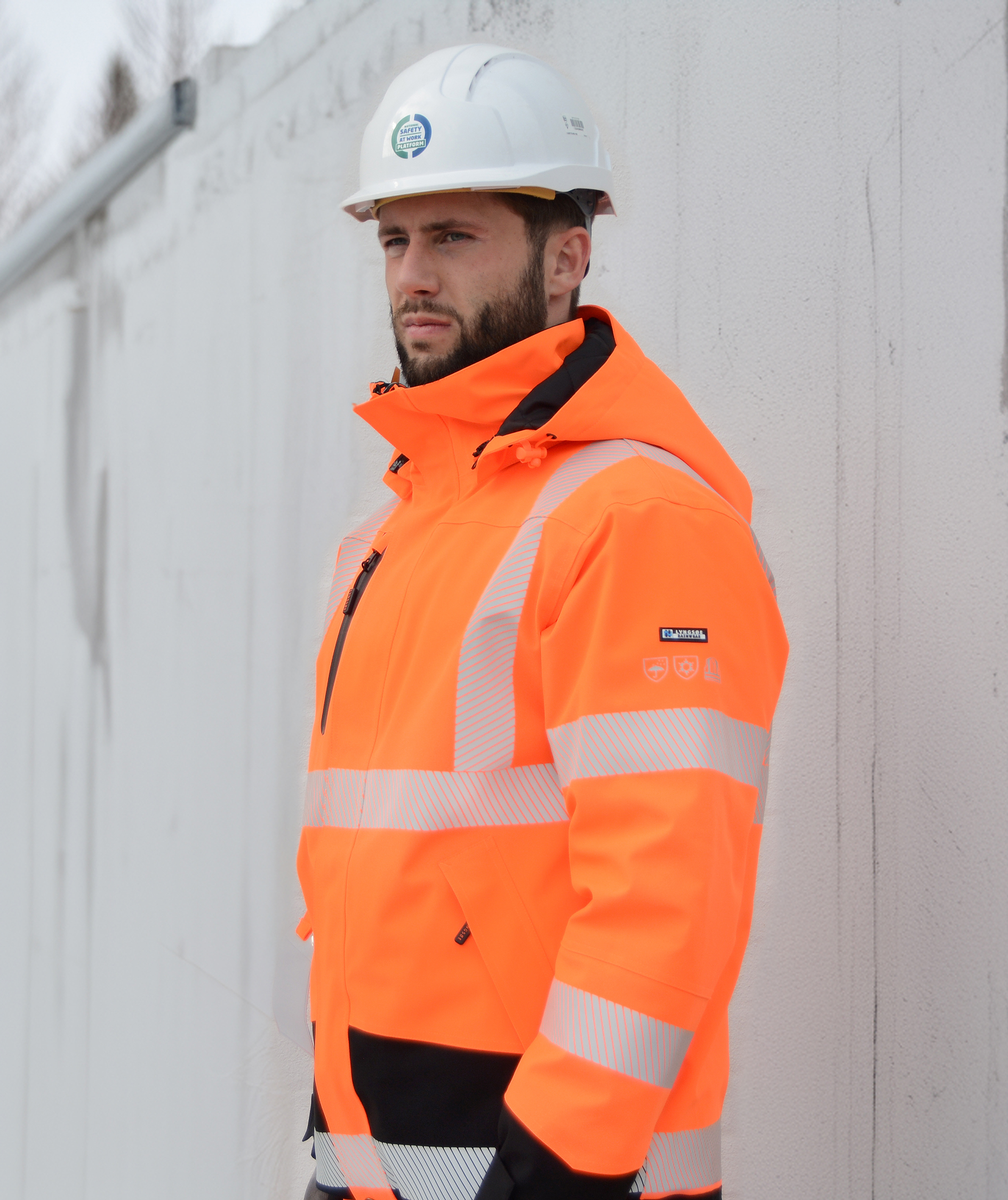 Lyngs&oslash;e Winterjacke full stretch, Hi-Vis Orange/Schwarz