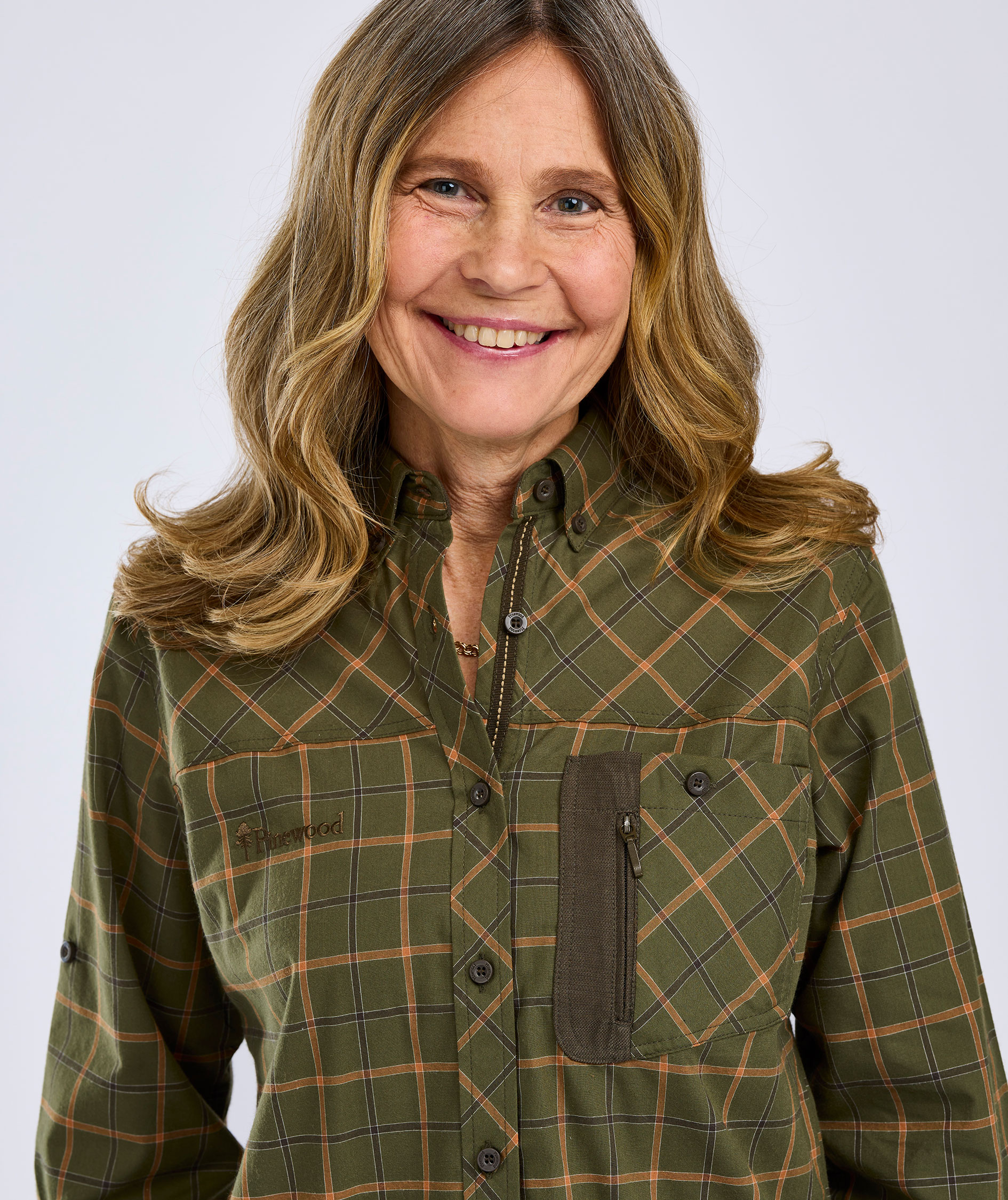 Pinewood Wolf dameskjorte, Green/Terracotta, large image number 3