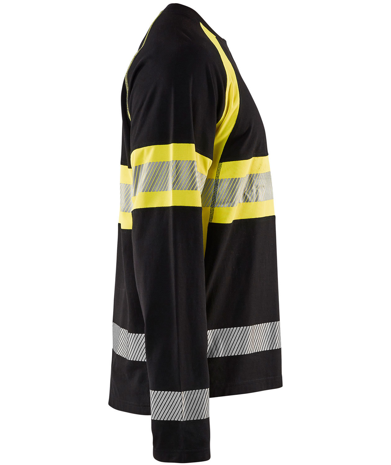 Bl&aring;kl&auml;der l&aring;ng&auml;rmad T-shirt, Svart/Varselgul, large image number 2