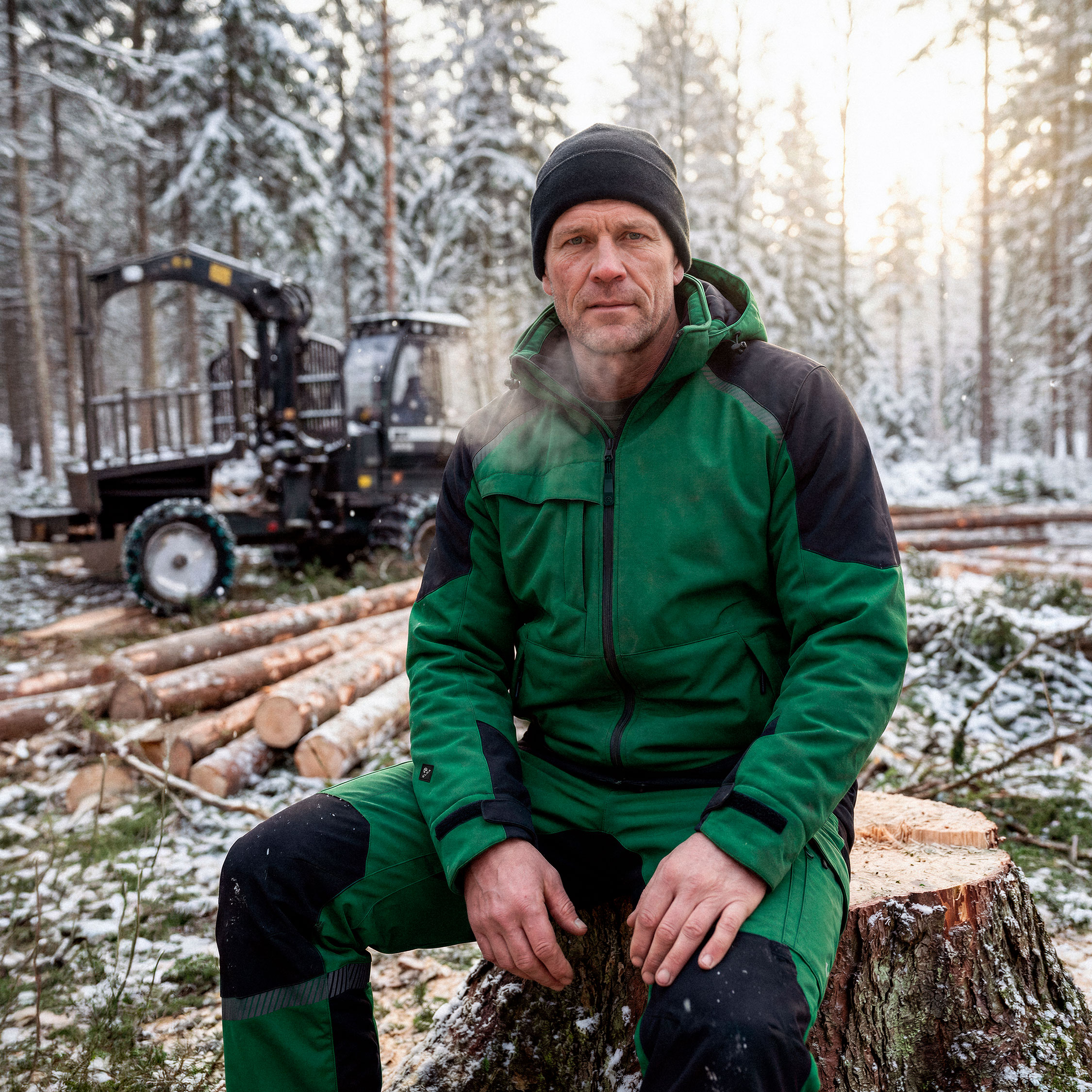 ELKA Working Xtreme vinterjacka full stretch, Gr&ouml;n/Svart, large image number 4