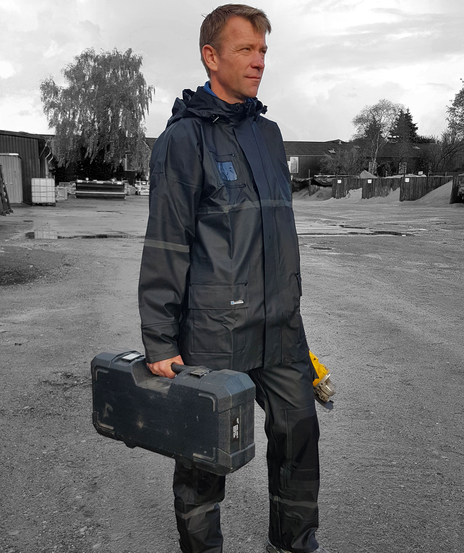 Lyngs&oslash;e PU/PVC regnjakke, Svart